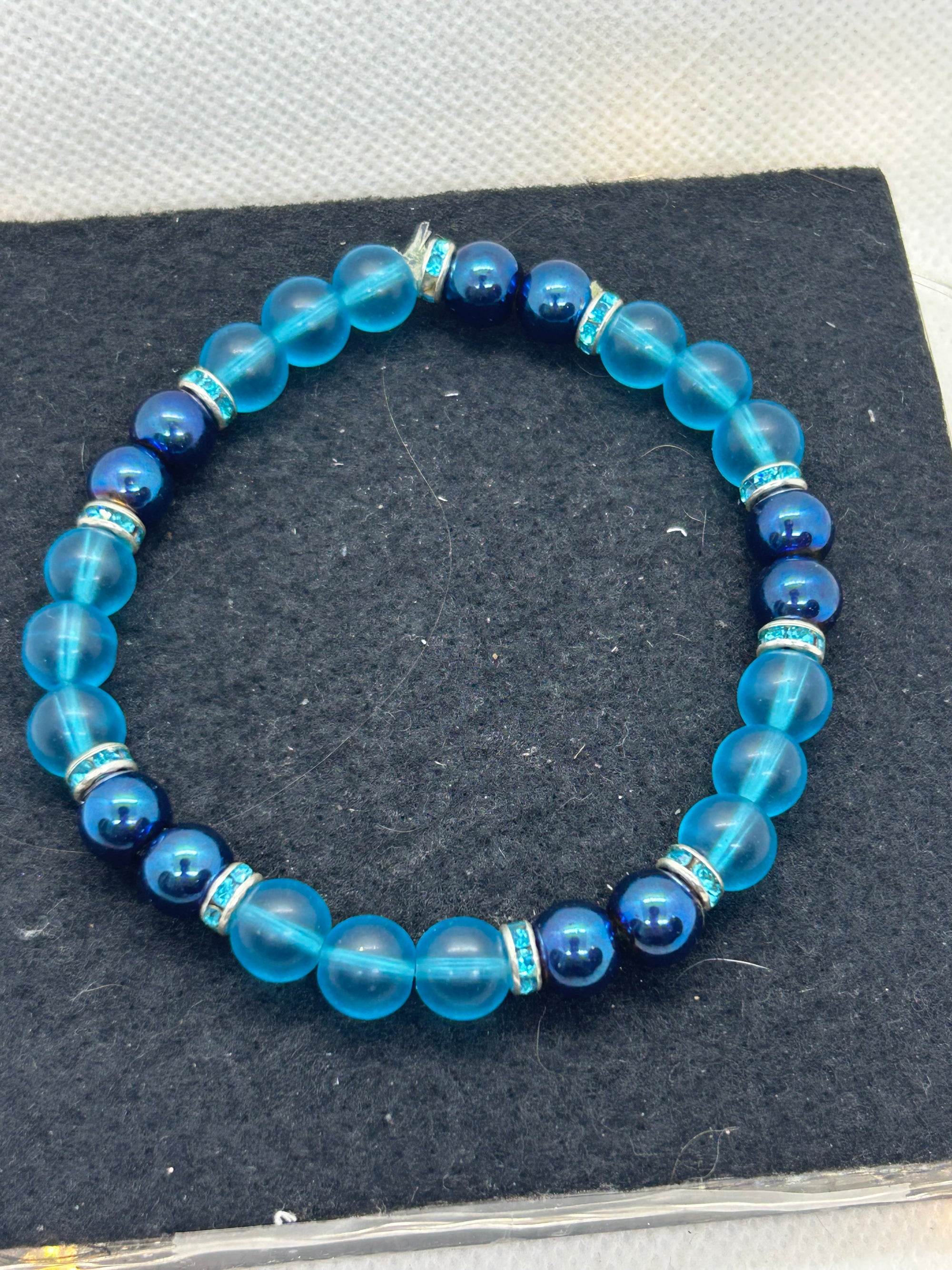 Blue Sea Glass Beaded Earrings