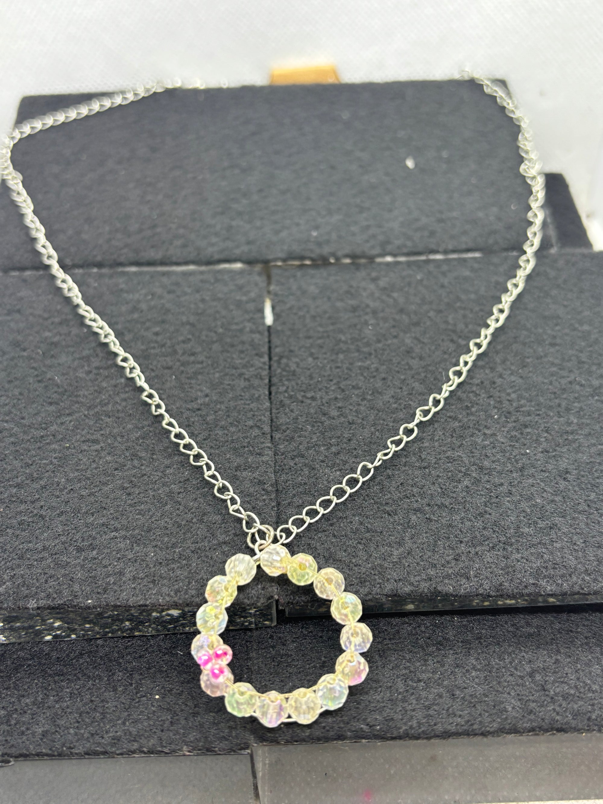 White and Pink Wreath Necklace