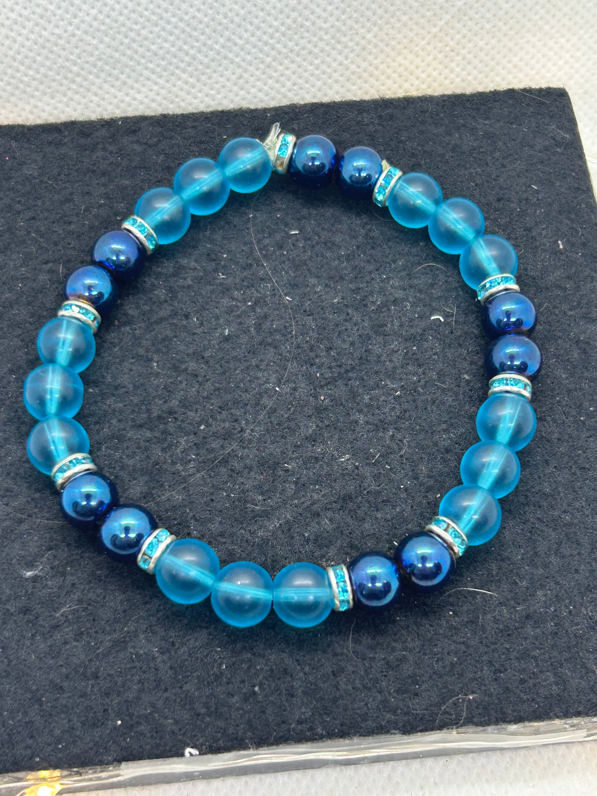 Blue Sea Glass Beaded Earrings