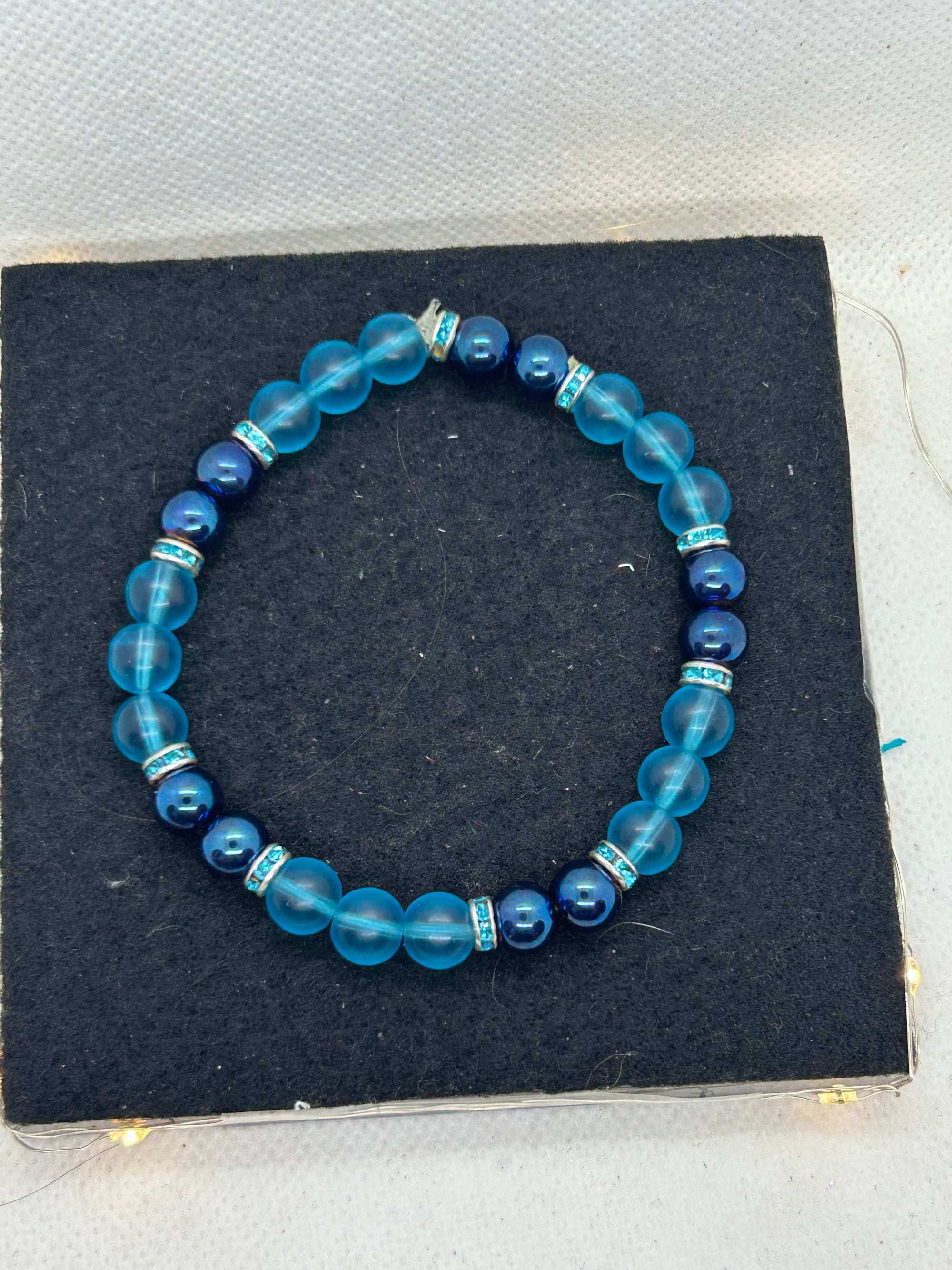 Blue Sea Glass Beaded Earrings