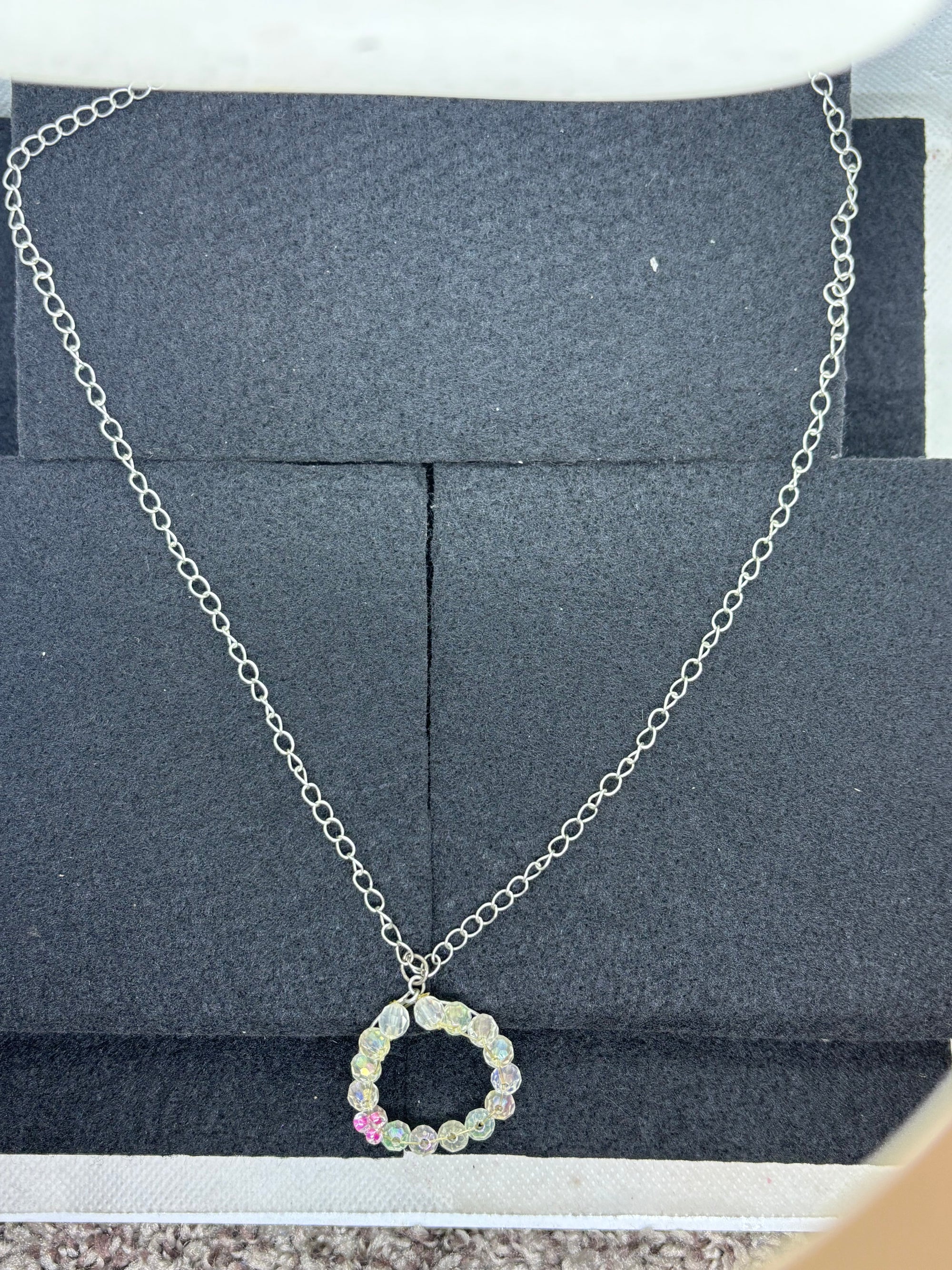 White and Pink Wreath Necklace