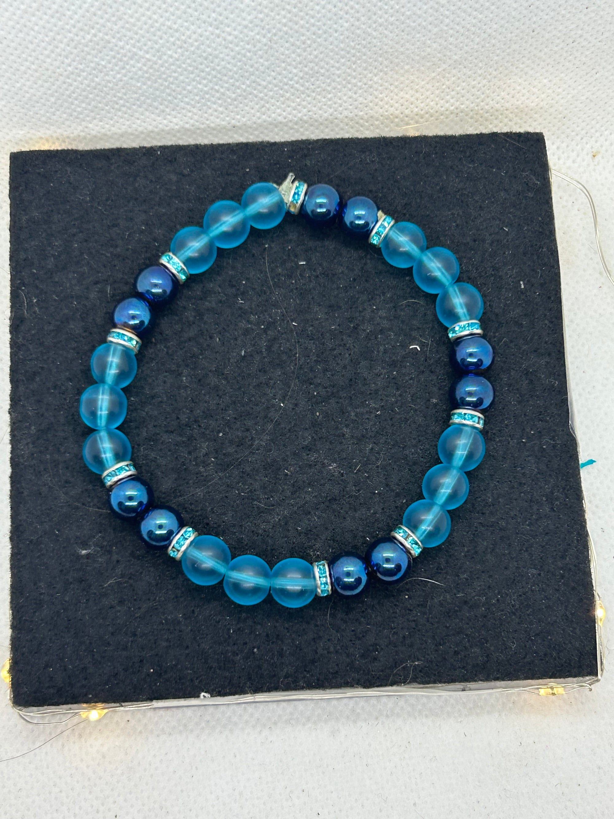 Blue Sea Glass Beaded Earrings