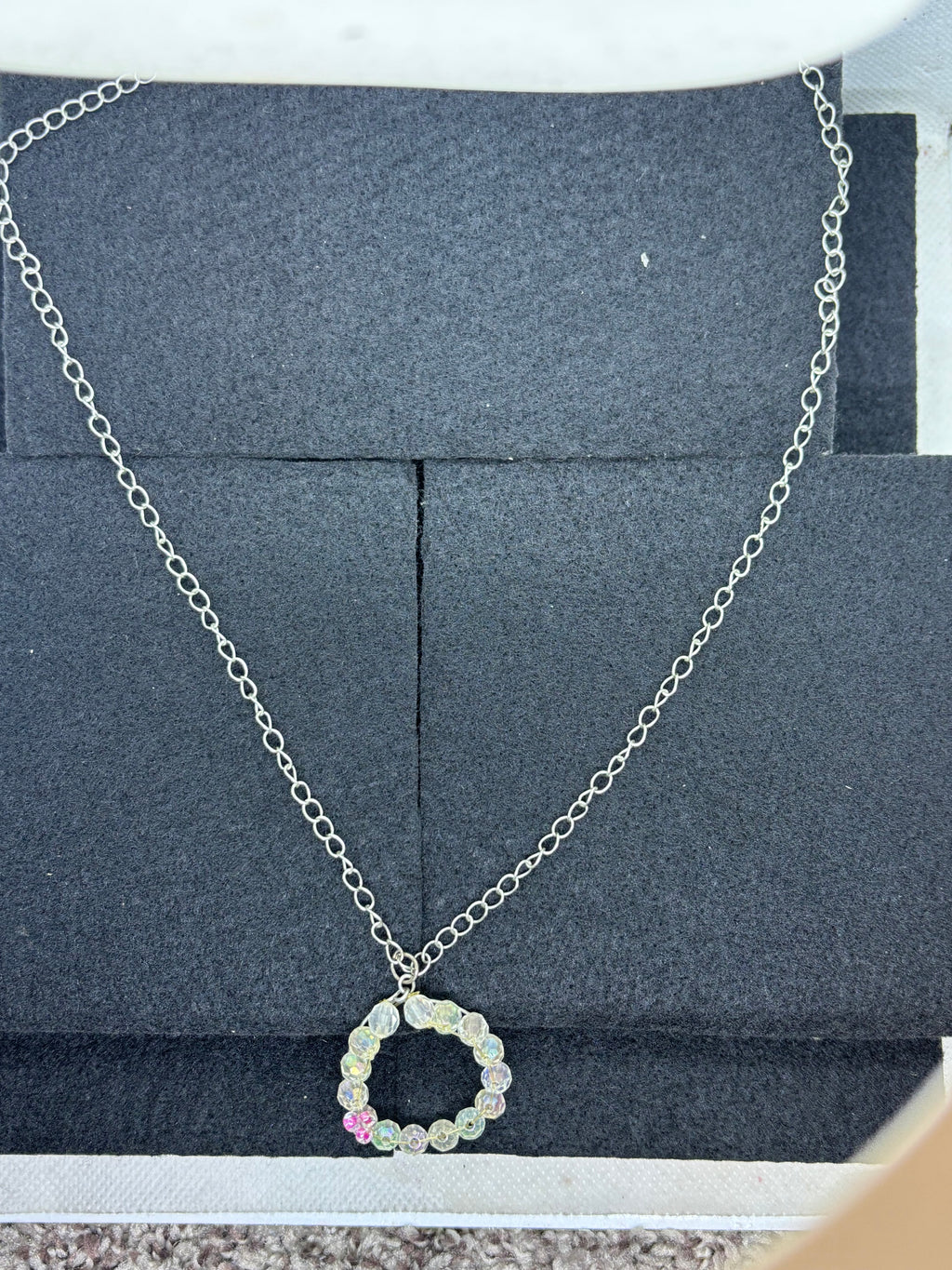 White and Pink Wreath Necklace