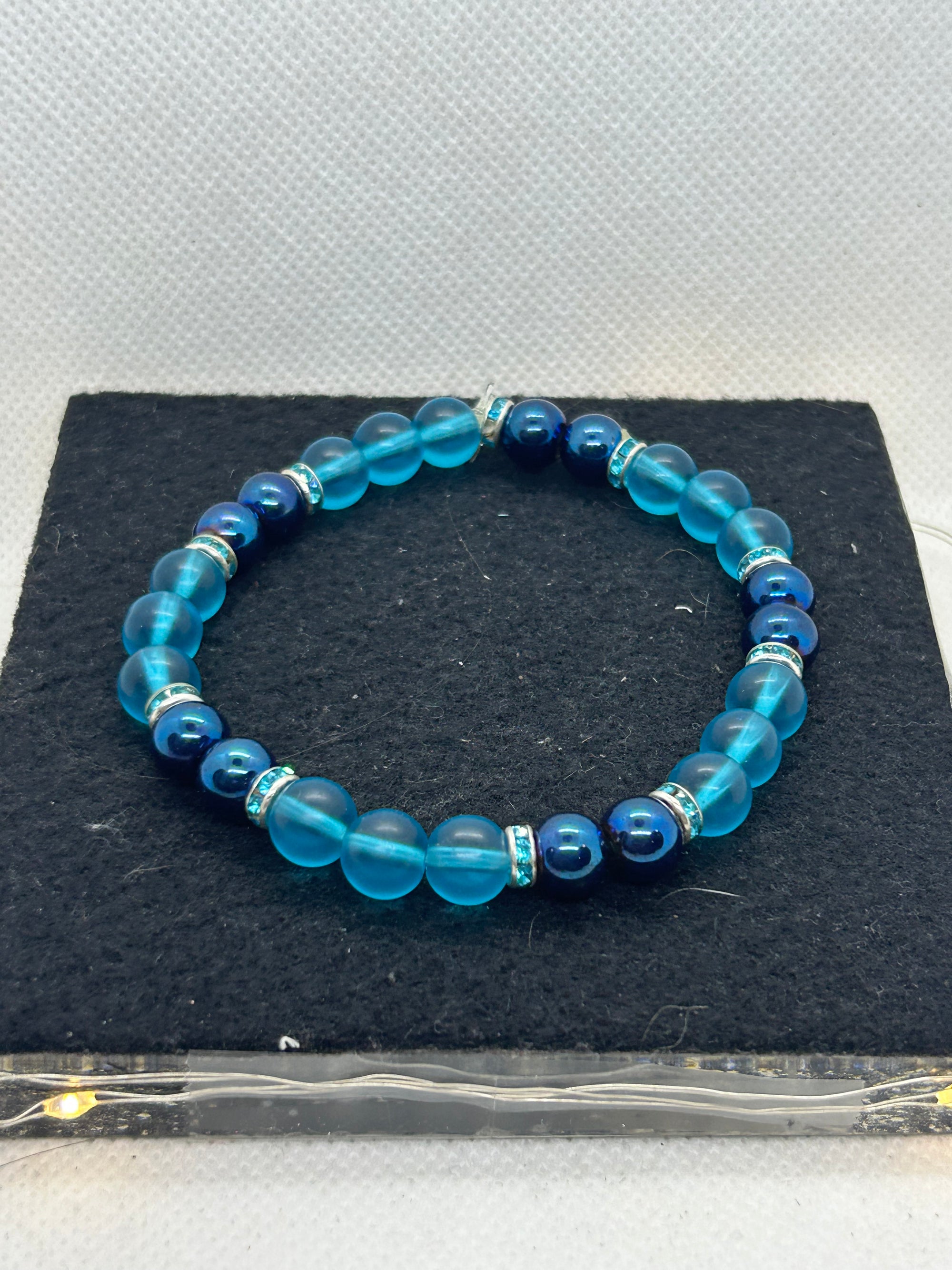 Blue Sea Glass Beaded Earrings