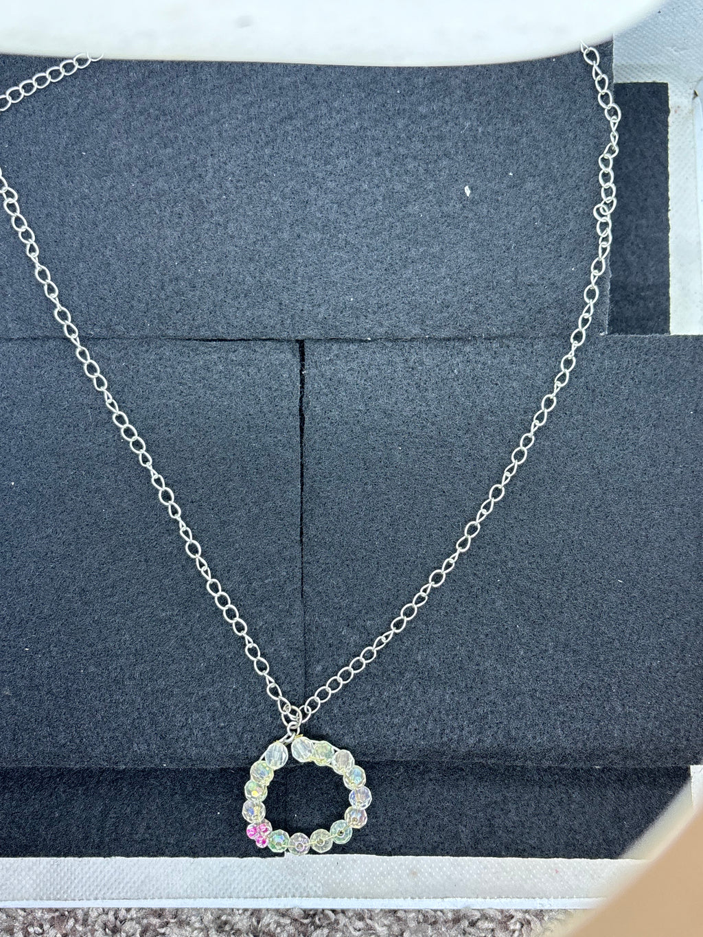 White and Pink Wreath Necklace