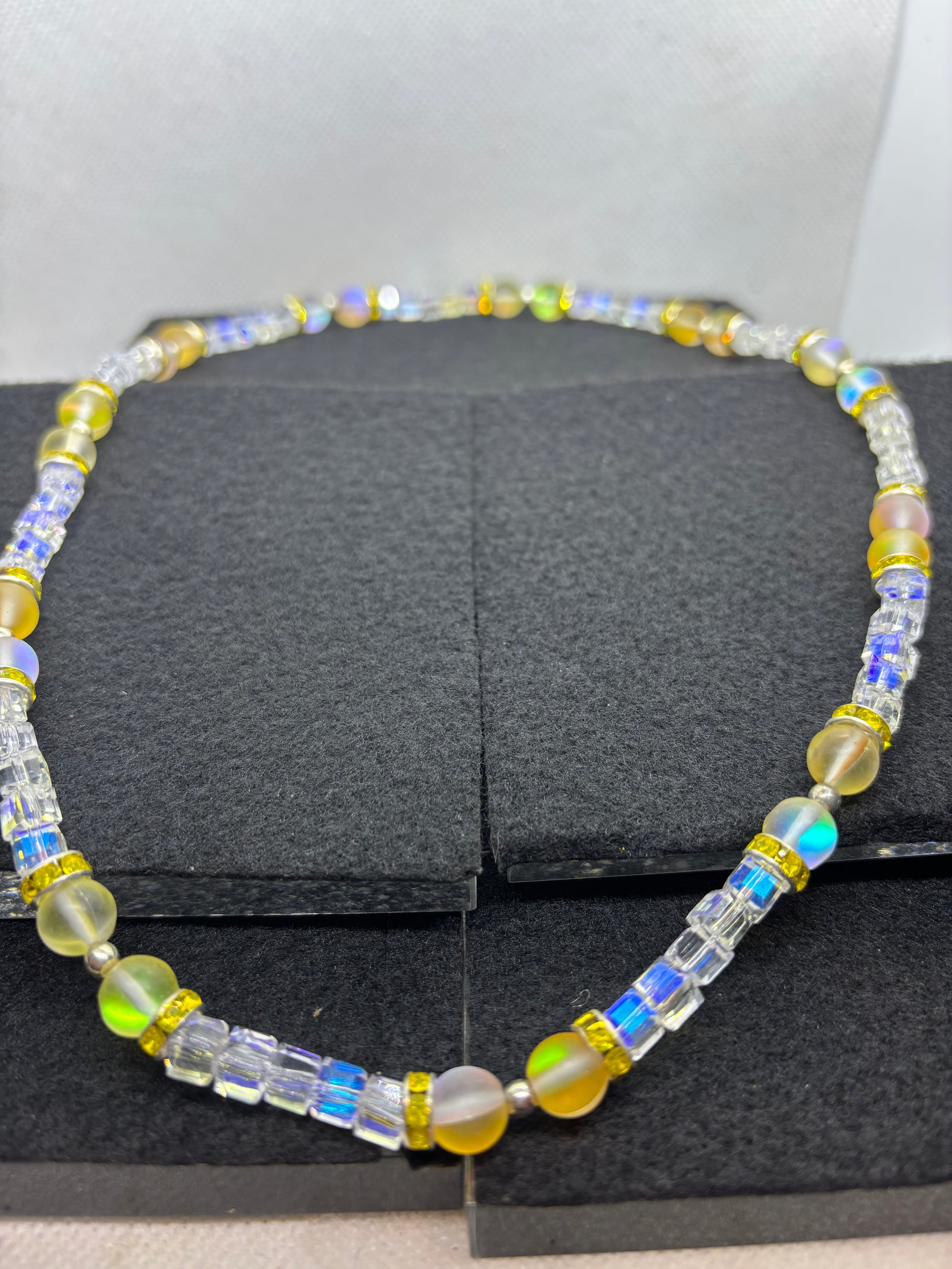 Glowing Yellow Mermaid Beaded Necklace