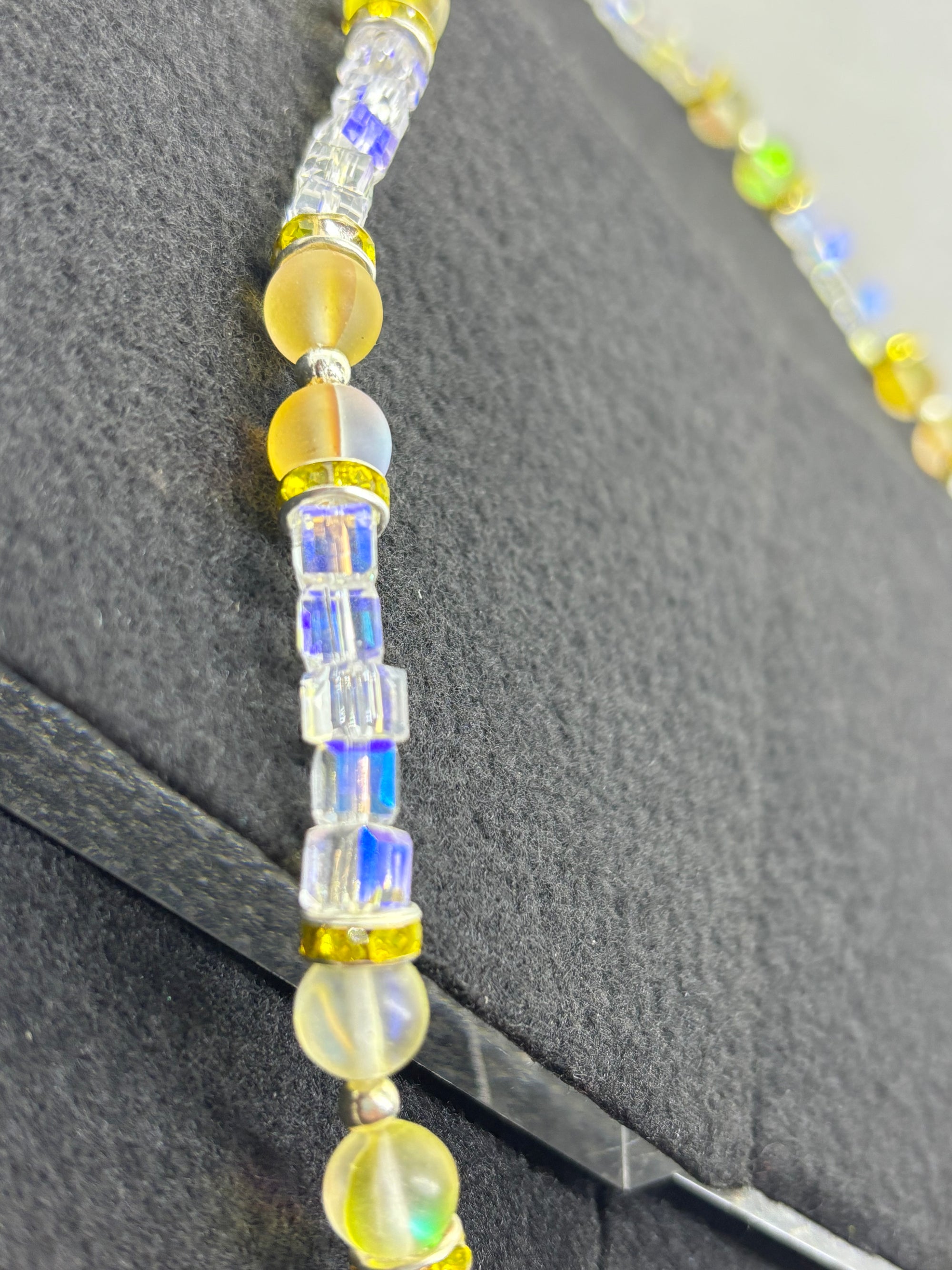 Glowing Yellow Mermaid Beaded Necklace