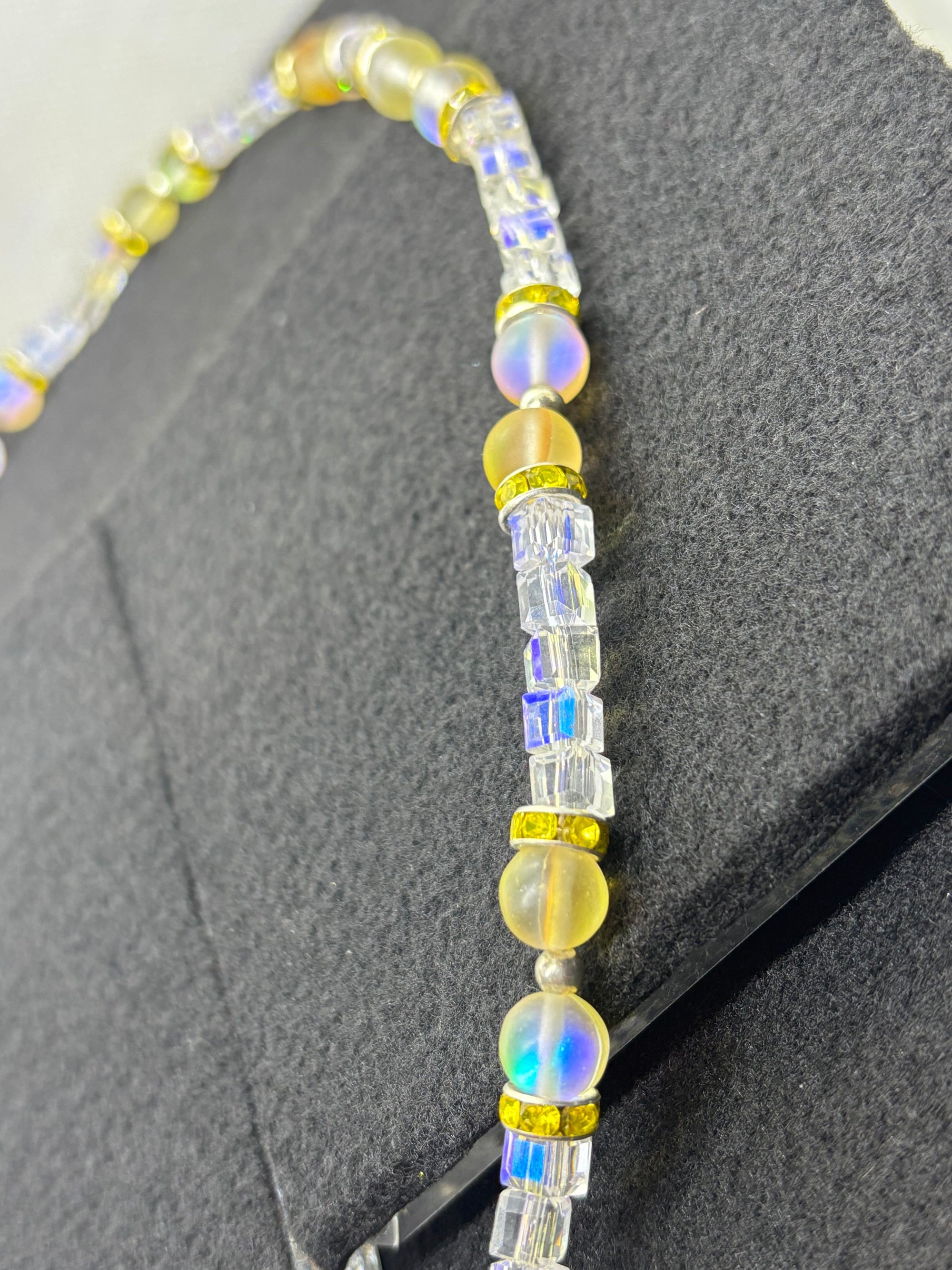 Glowing Yellow Mermaid Beaded Necklace