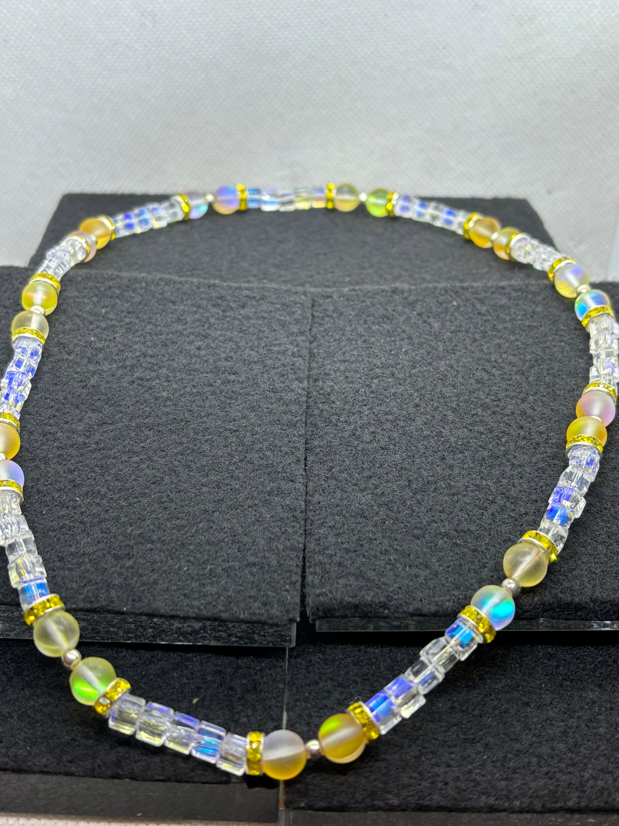 Glowing Yellow Mermaid Beaded Necklace