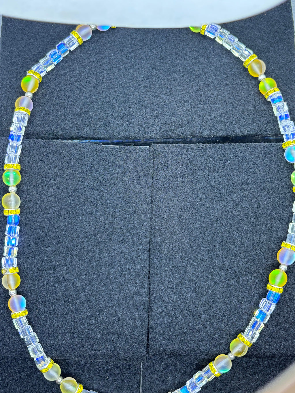 Glowing Yellow Mermaid Beaded Necklace