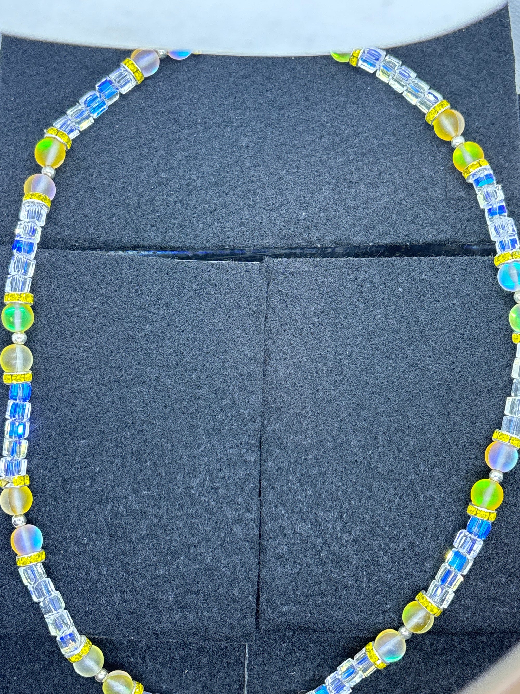 Glowing Yellow Mermaid Beaded Necklace