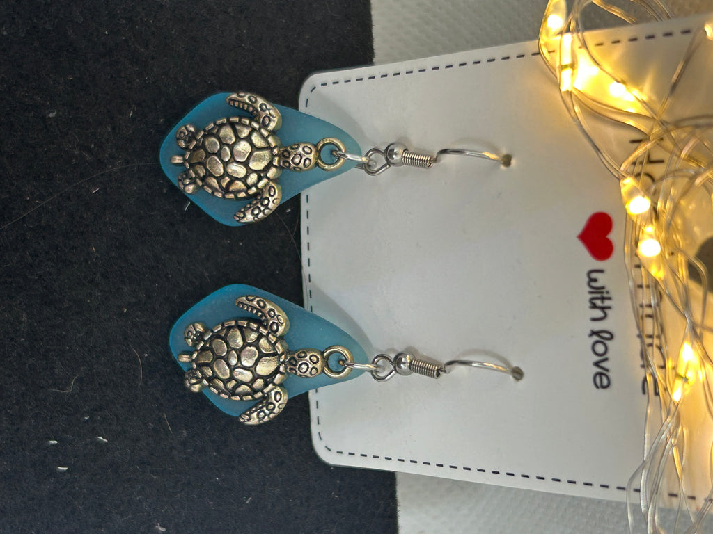 Turtle Seas Glass Earrings