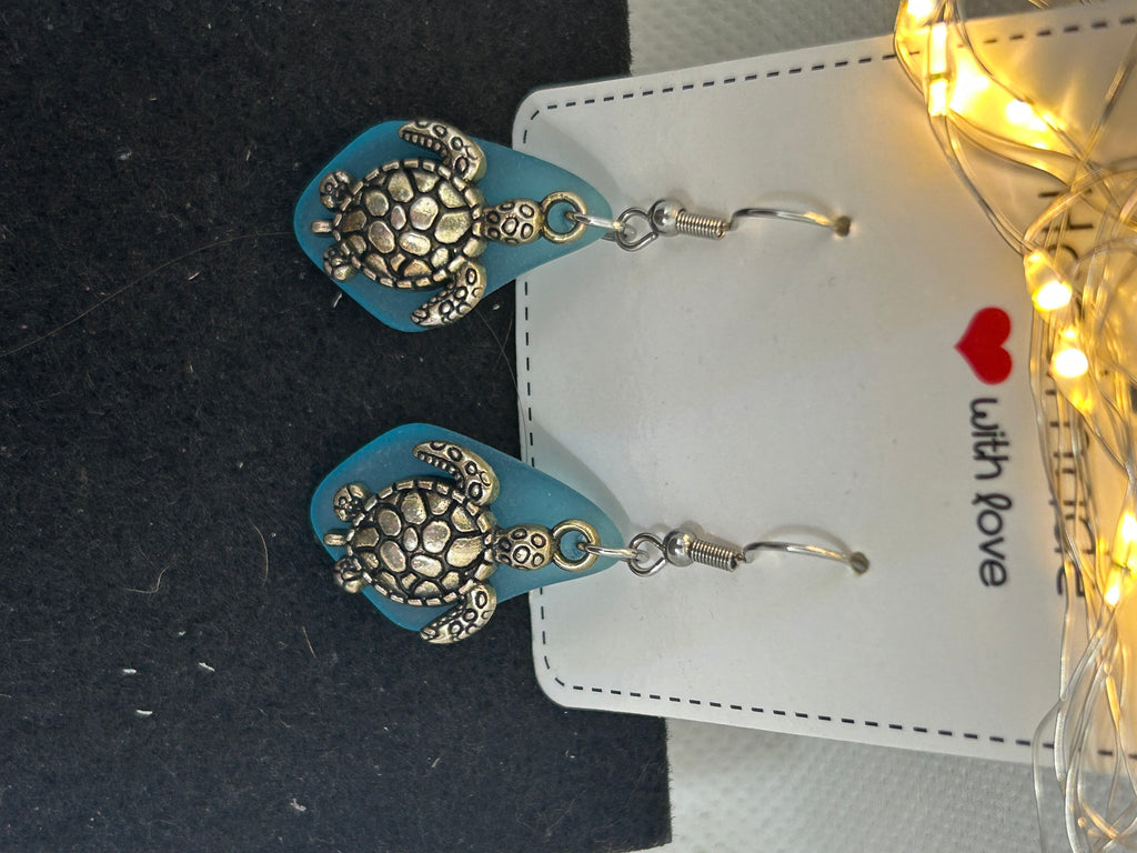 Turtle Seas Glass Earrings