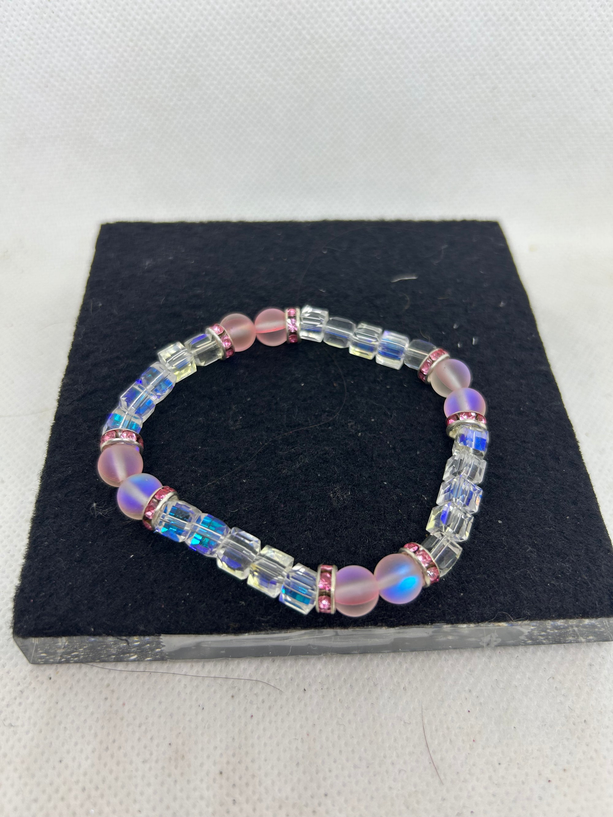 Glowing Pink Mermaid and Glass Beaded Bracelet