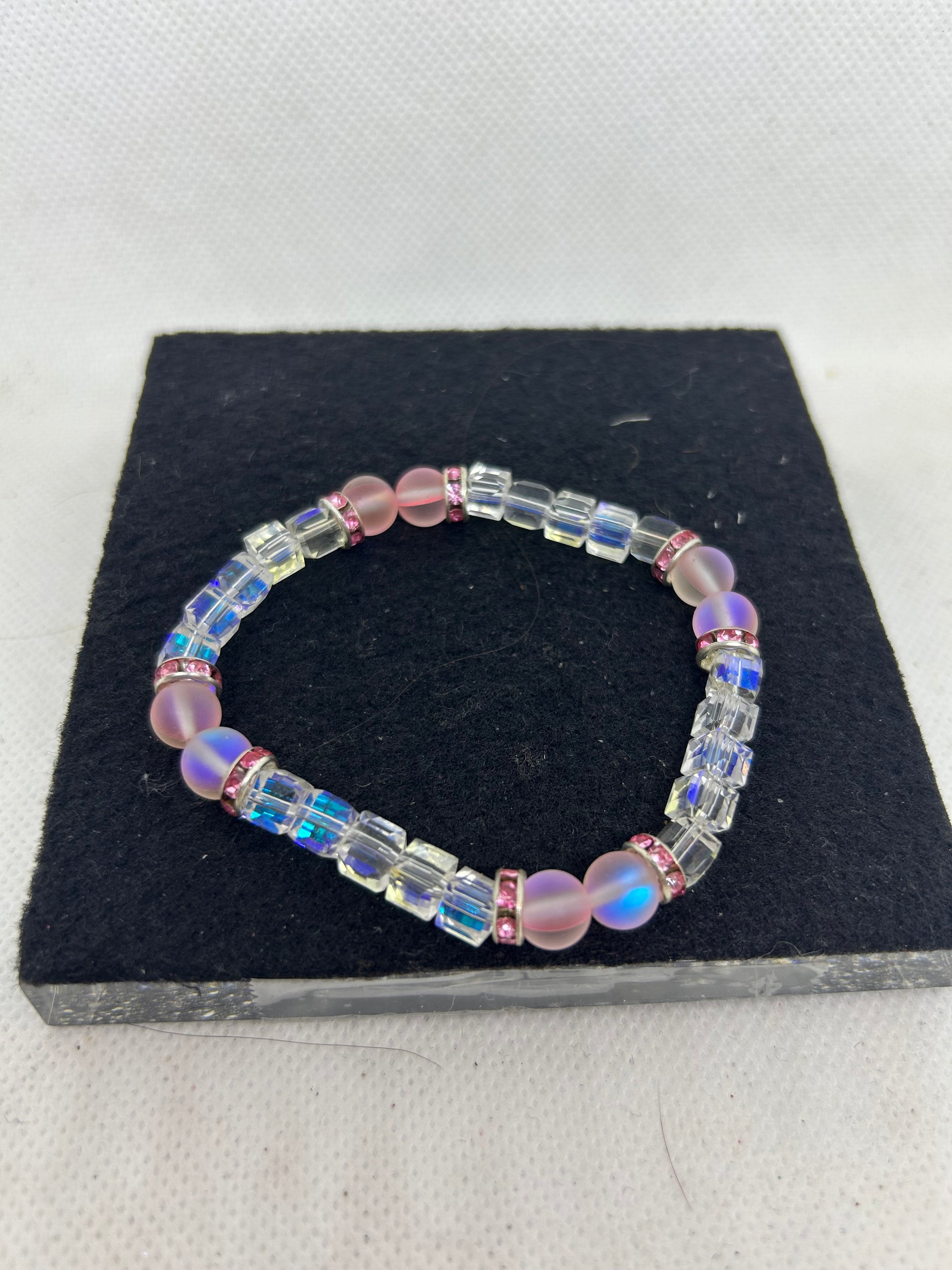 Glowing Pink Mermaid and Glass Beaded Bracelet