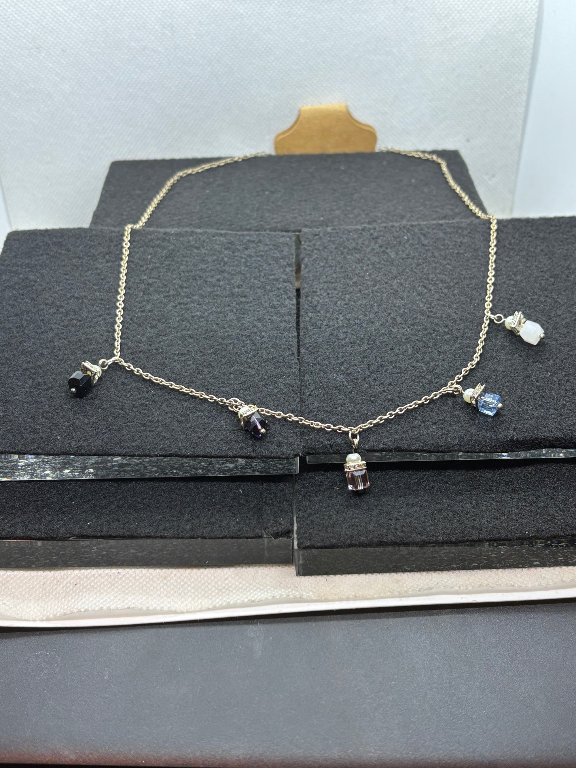 Silver Necklace with Bead pendants