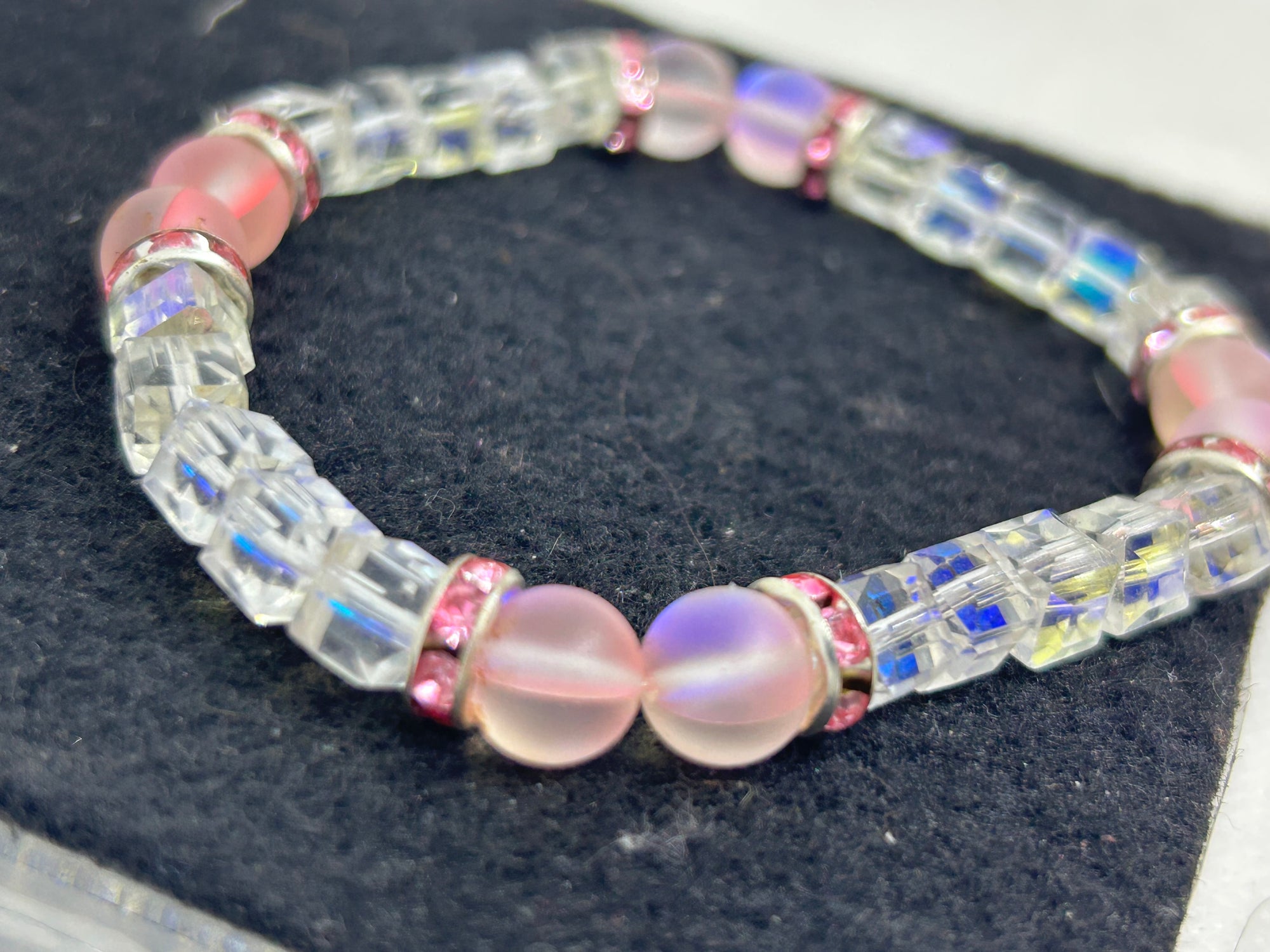 Glowing Pink Mermaid and Glass Beaded Bracelet