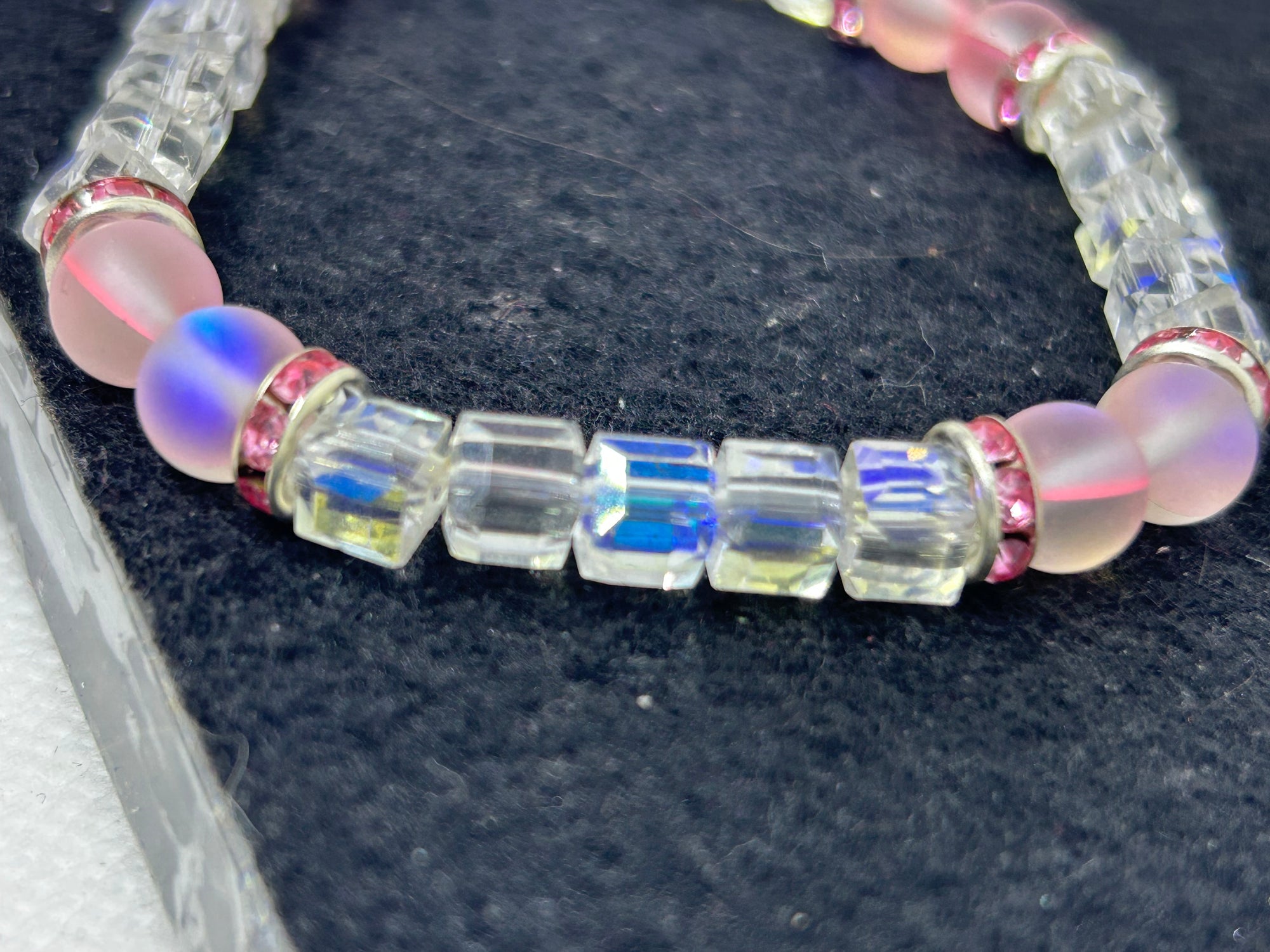 Glowing Pink Mermaid and Glass Beaded Bracelet