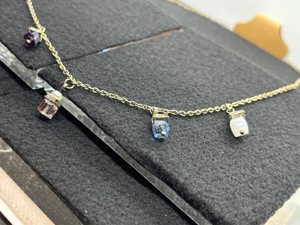 Silver Necklace with Bead pendants