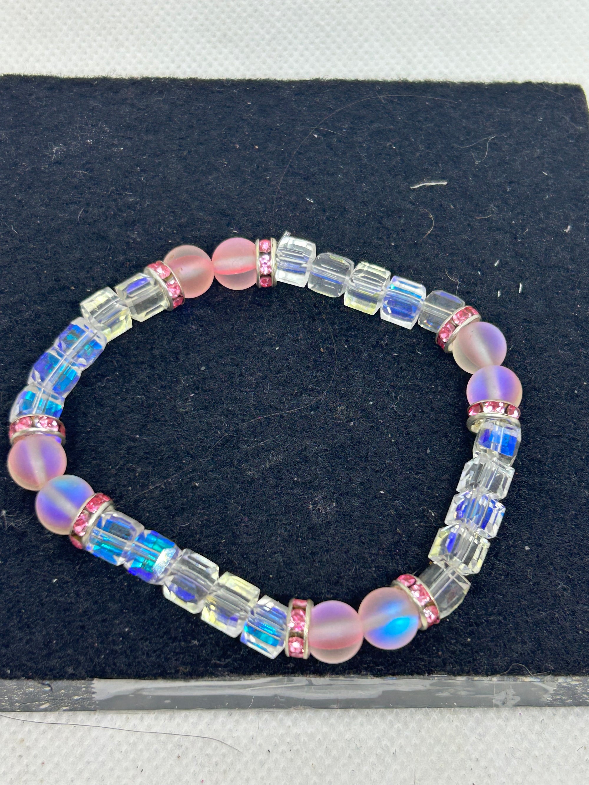 Glowing Pink Mermaid and Glass Beaded Bracelet