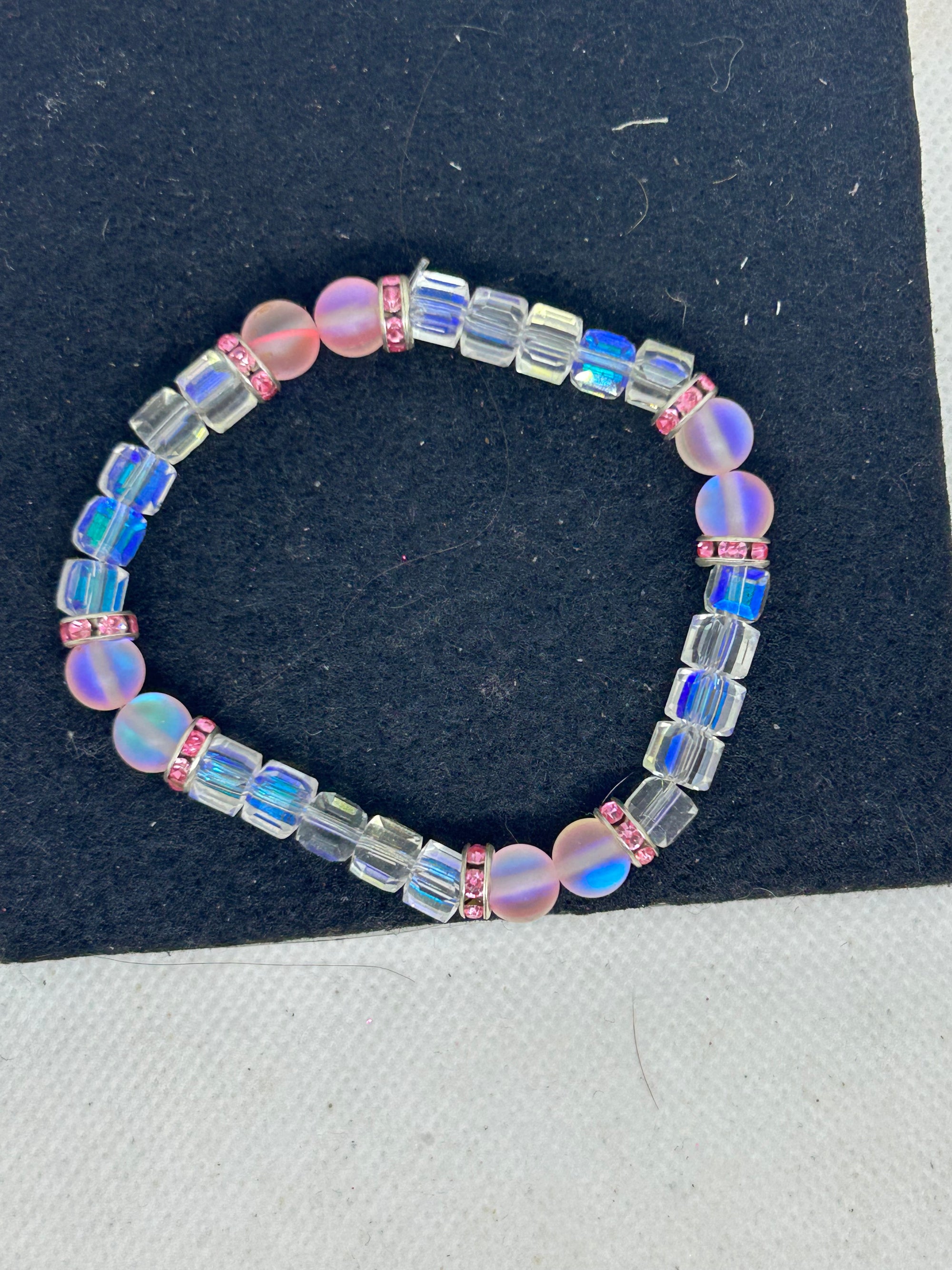 Glowing Pink Mermaid and Glass Beaded Bracelet