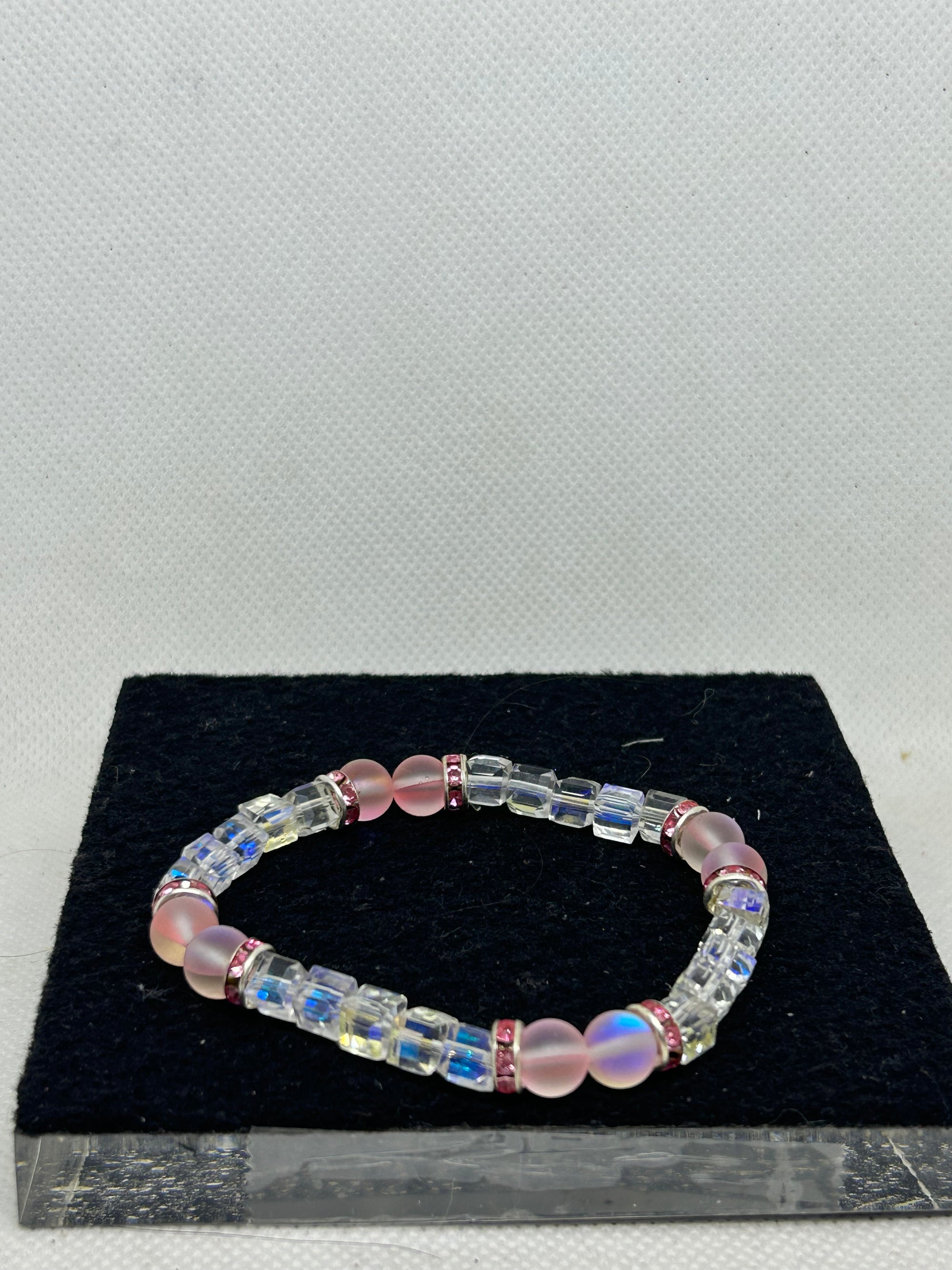 Glowing Pink Mermaid and Glass Beaded Bracelet