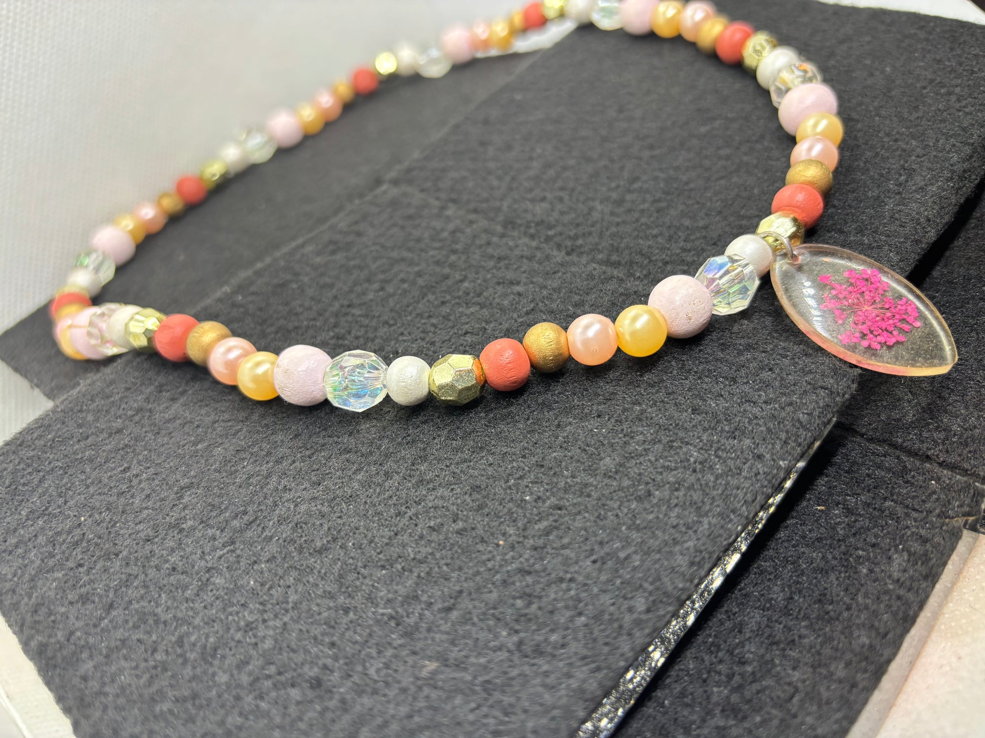 Dried Flower Beaded Necklace