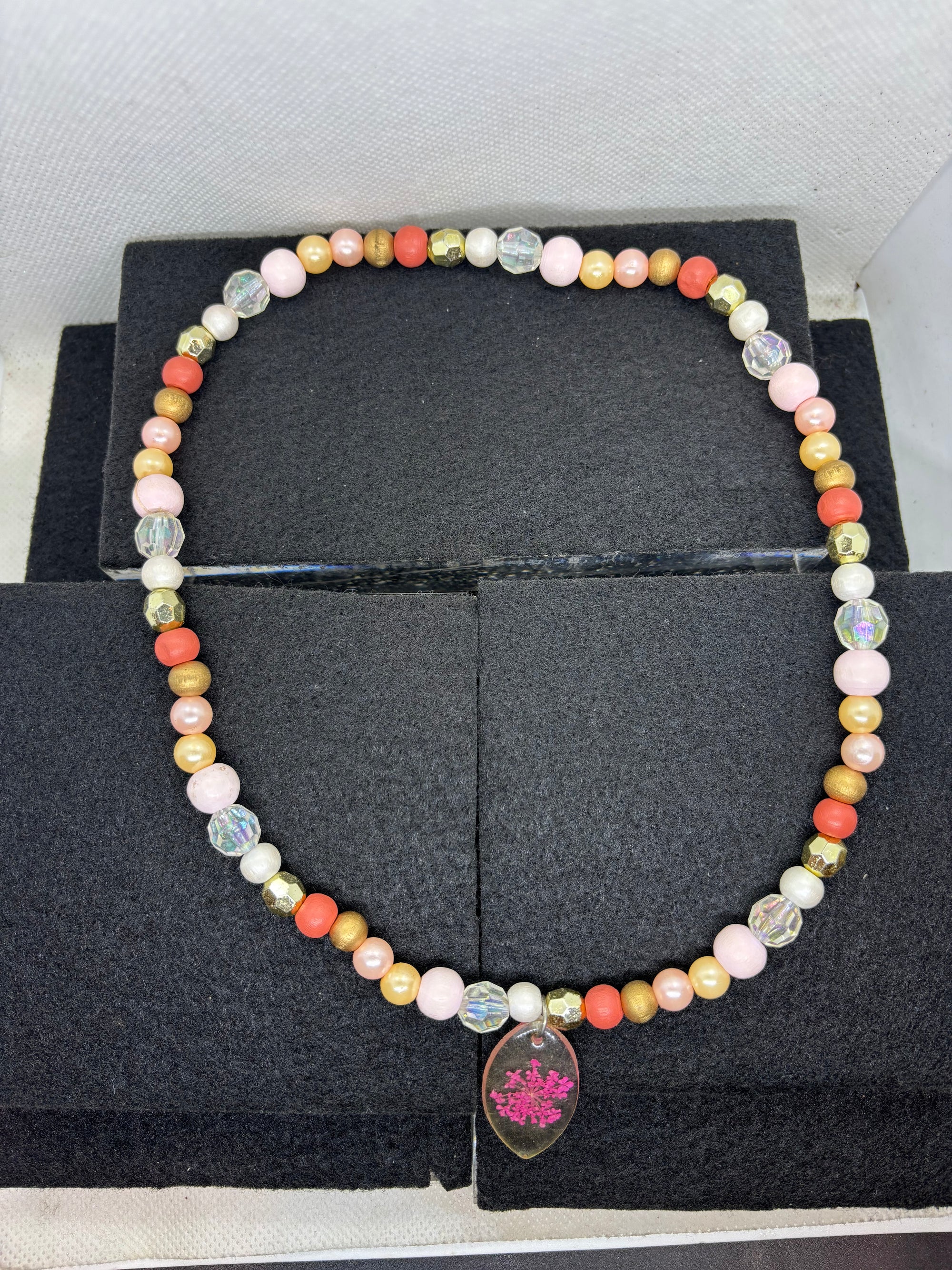 Dried Flower Beaded Necklace
