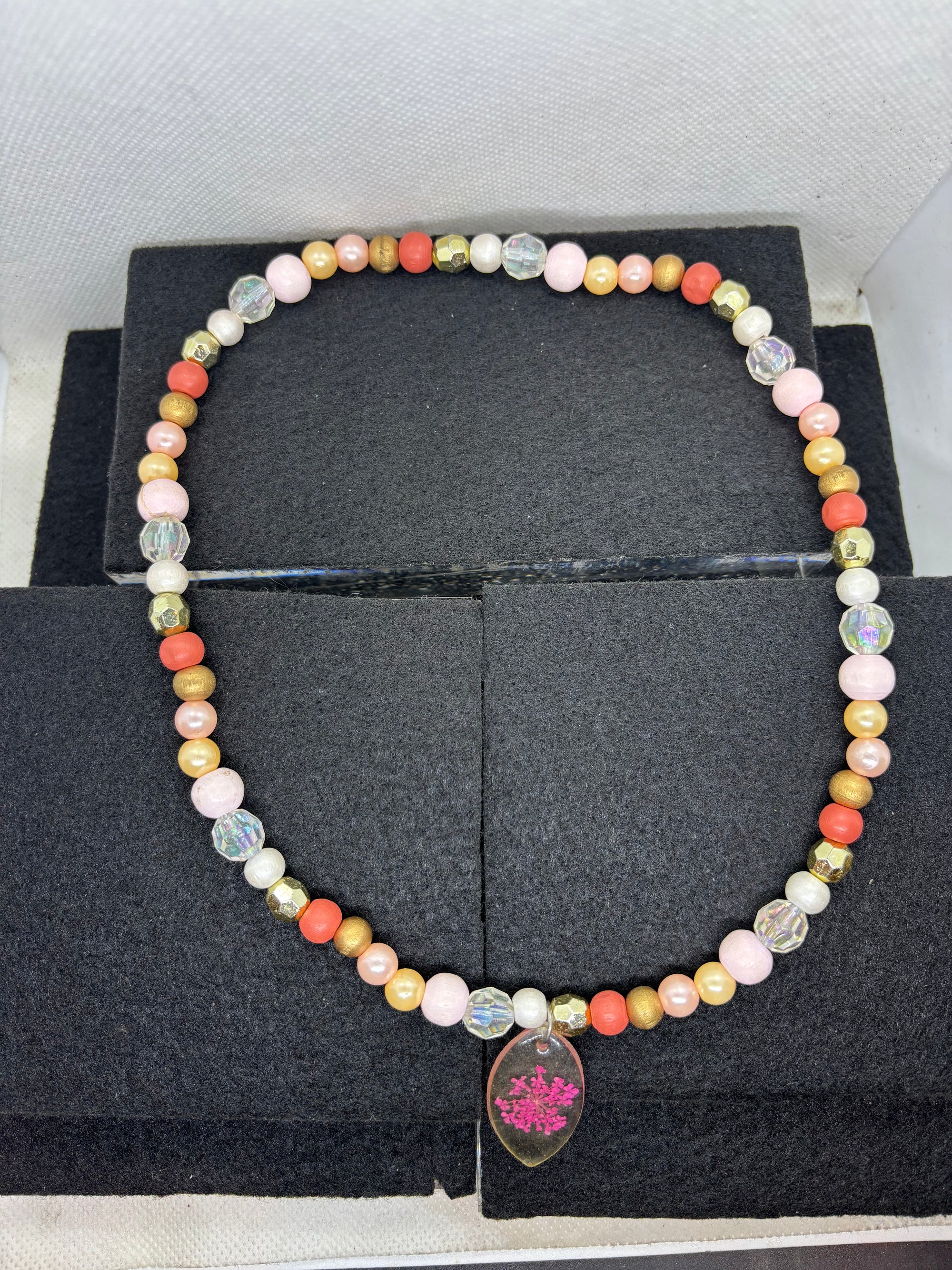 Dried Flower Beaded Necklace