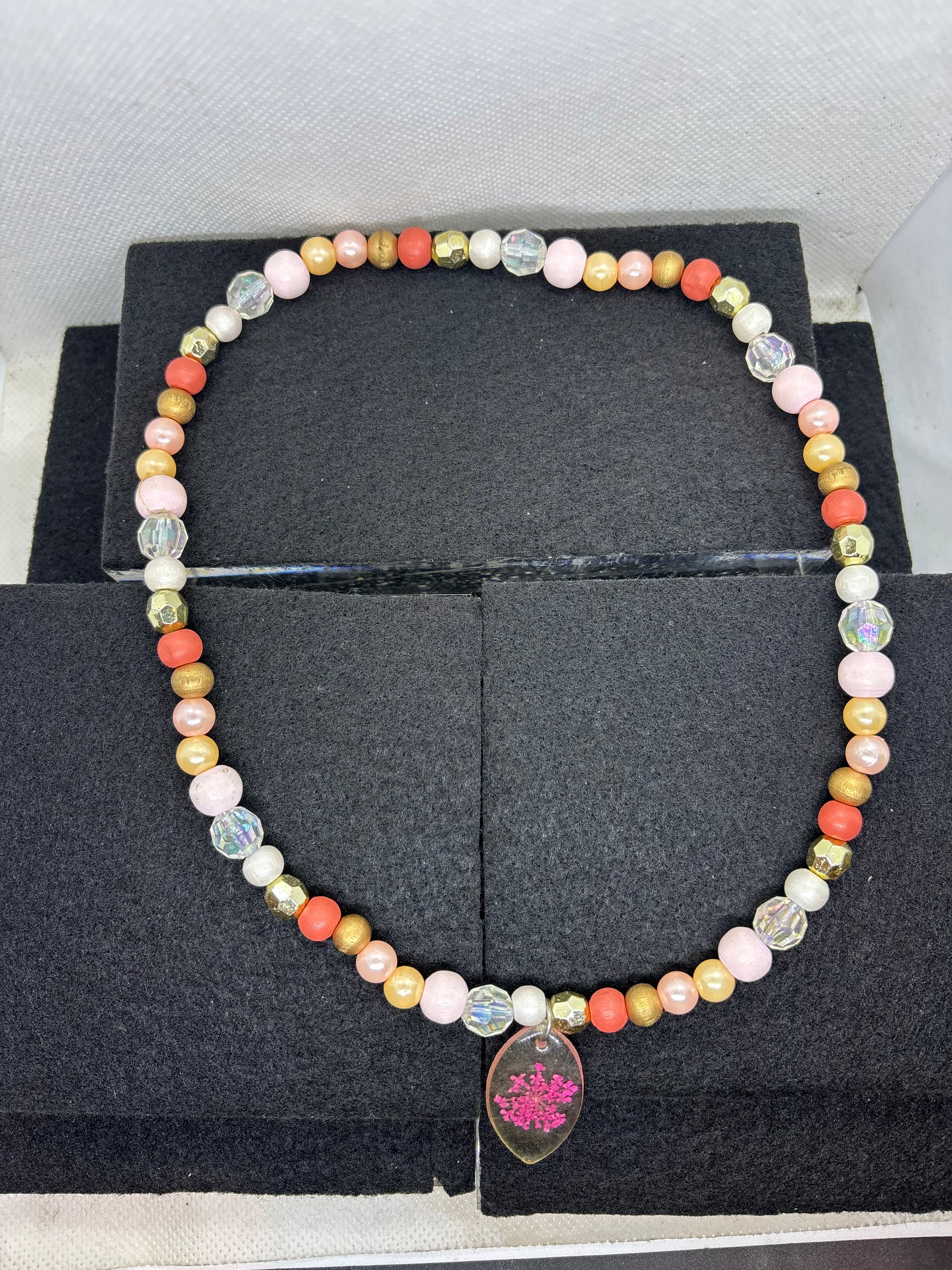 Dried Flower Beaded Necklace