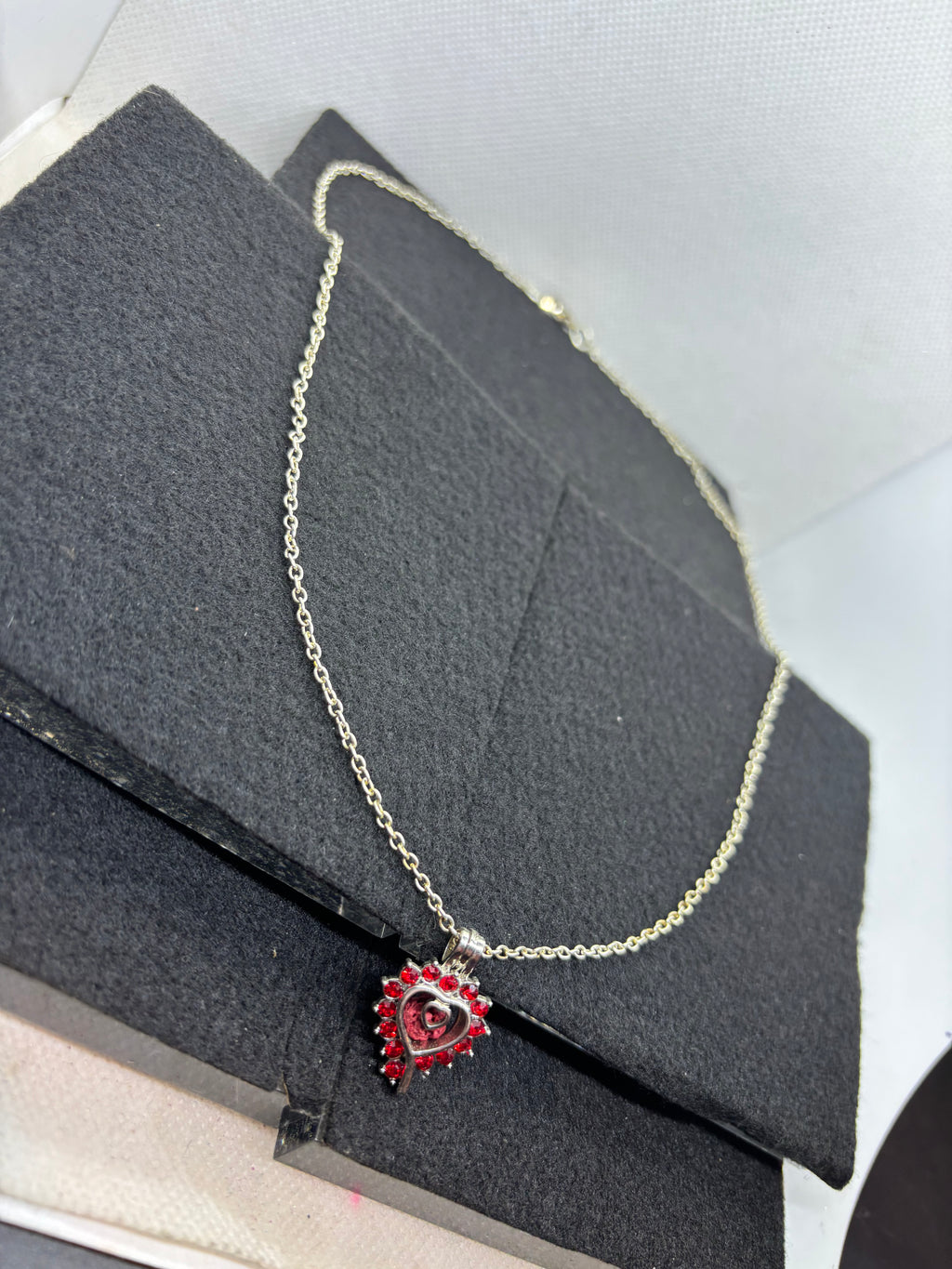 Rhinestone Heart Caged Necklace