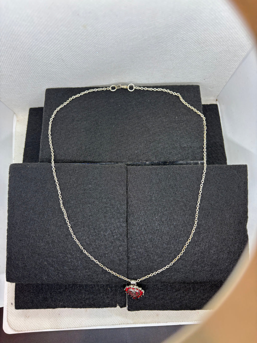 Rhinestone Heart Caged Necklace