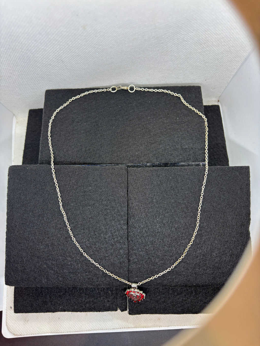 Rhinestone Heart Caged Necklace