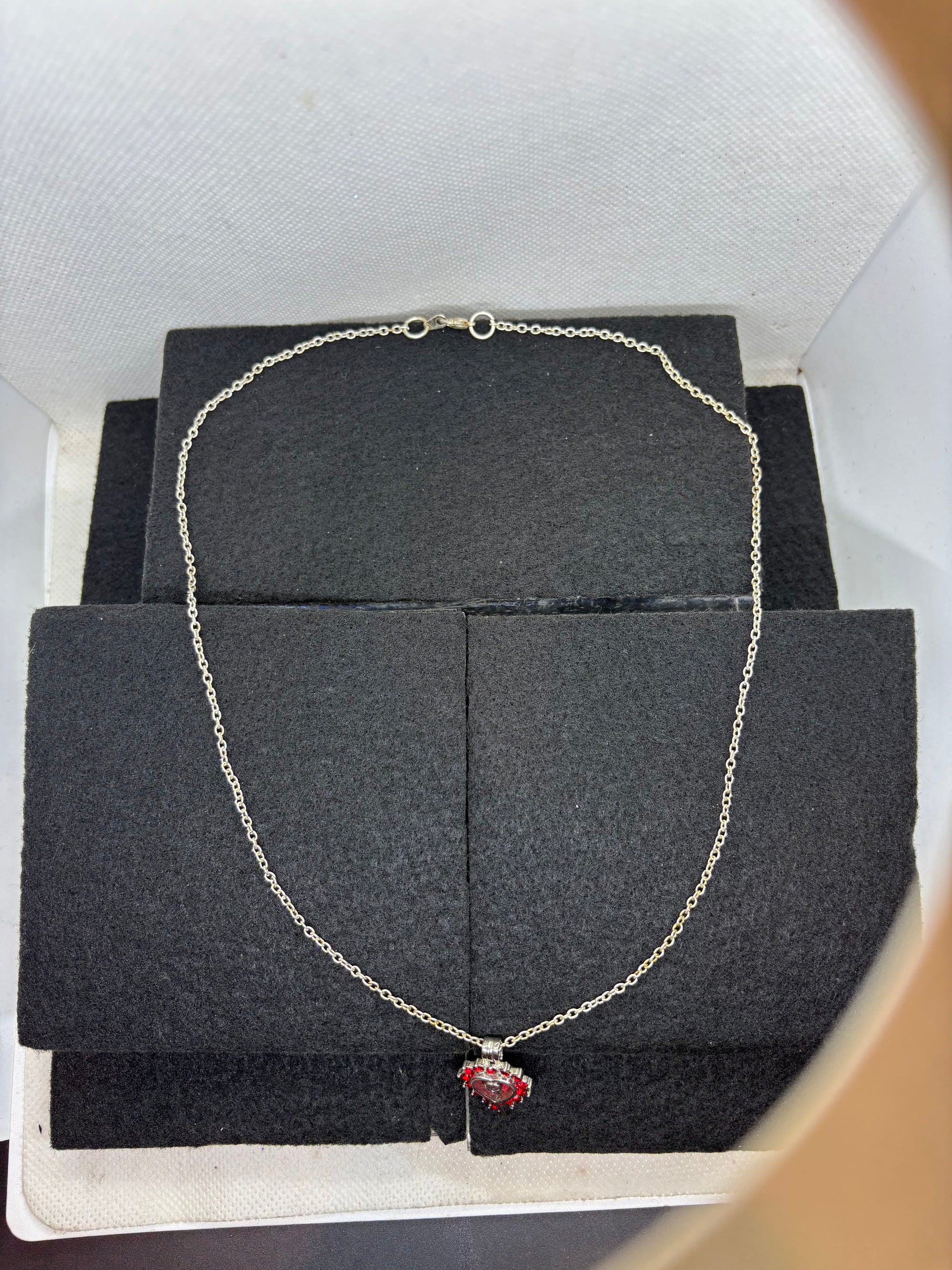 Rhinestone Heart Caged Necklace