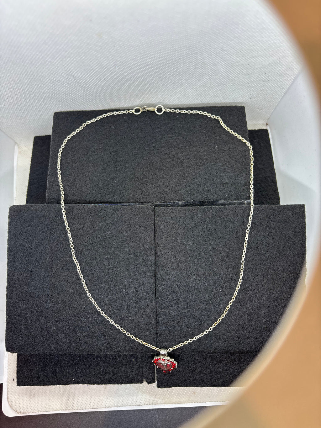 Rhinestone Heart Caged Necklace