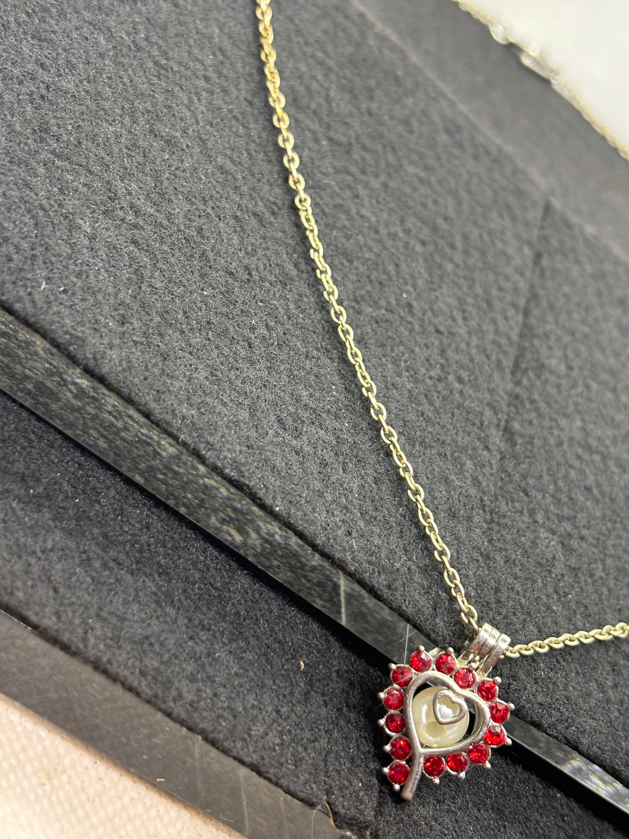 Caged Rhinestone Heart Necklace