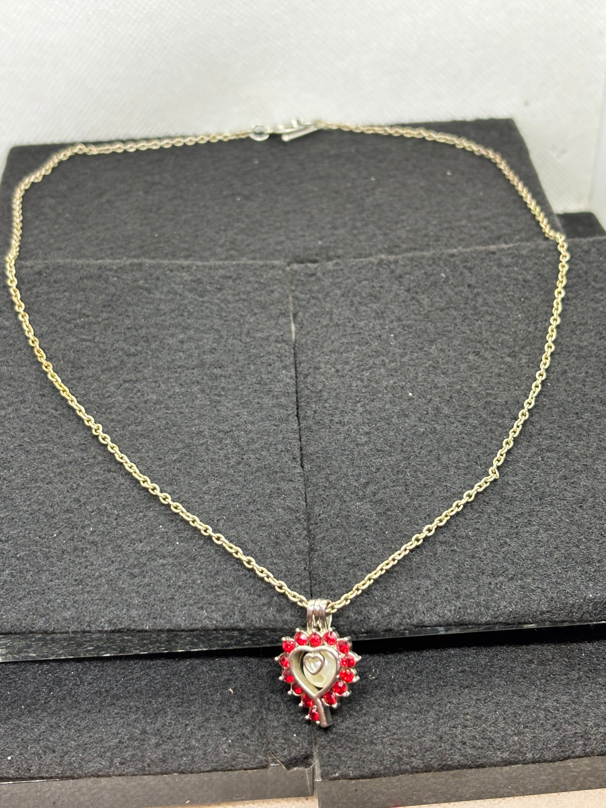 Caged Rhinestone Heart Necklace