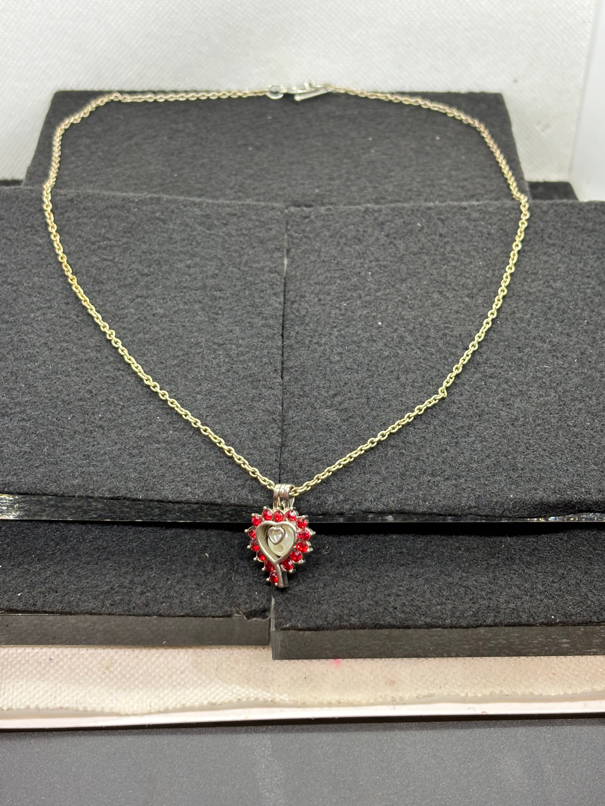 Caged Rhinestone Heart Necklace