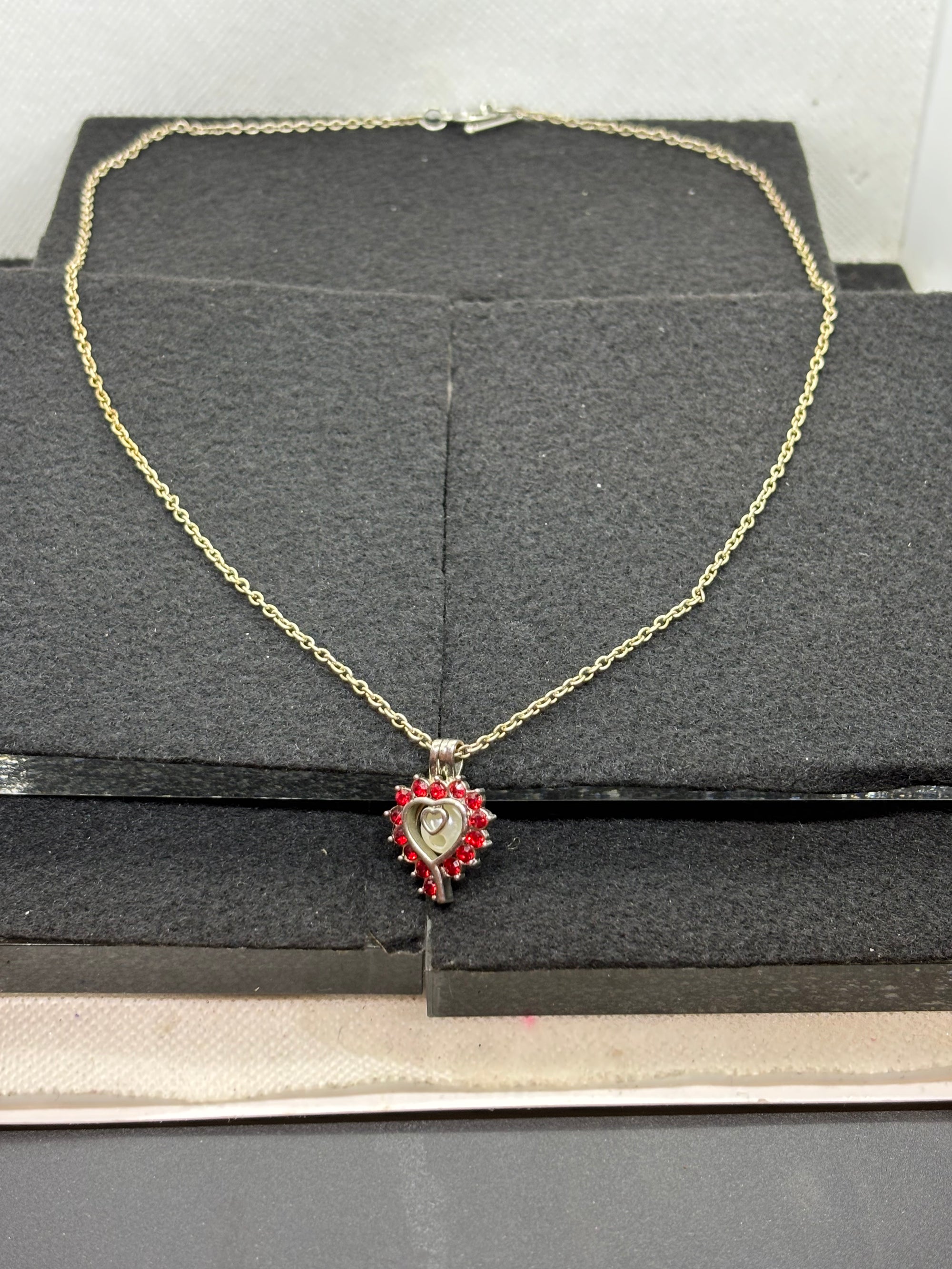 Caged Rhinestone Heart Necklace