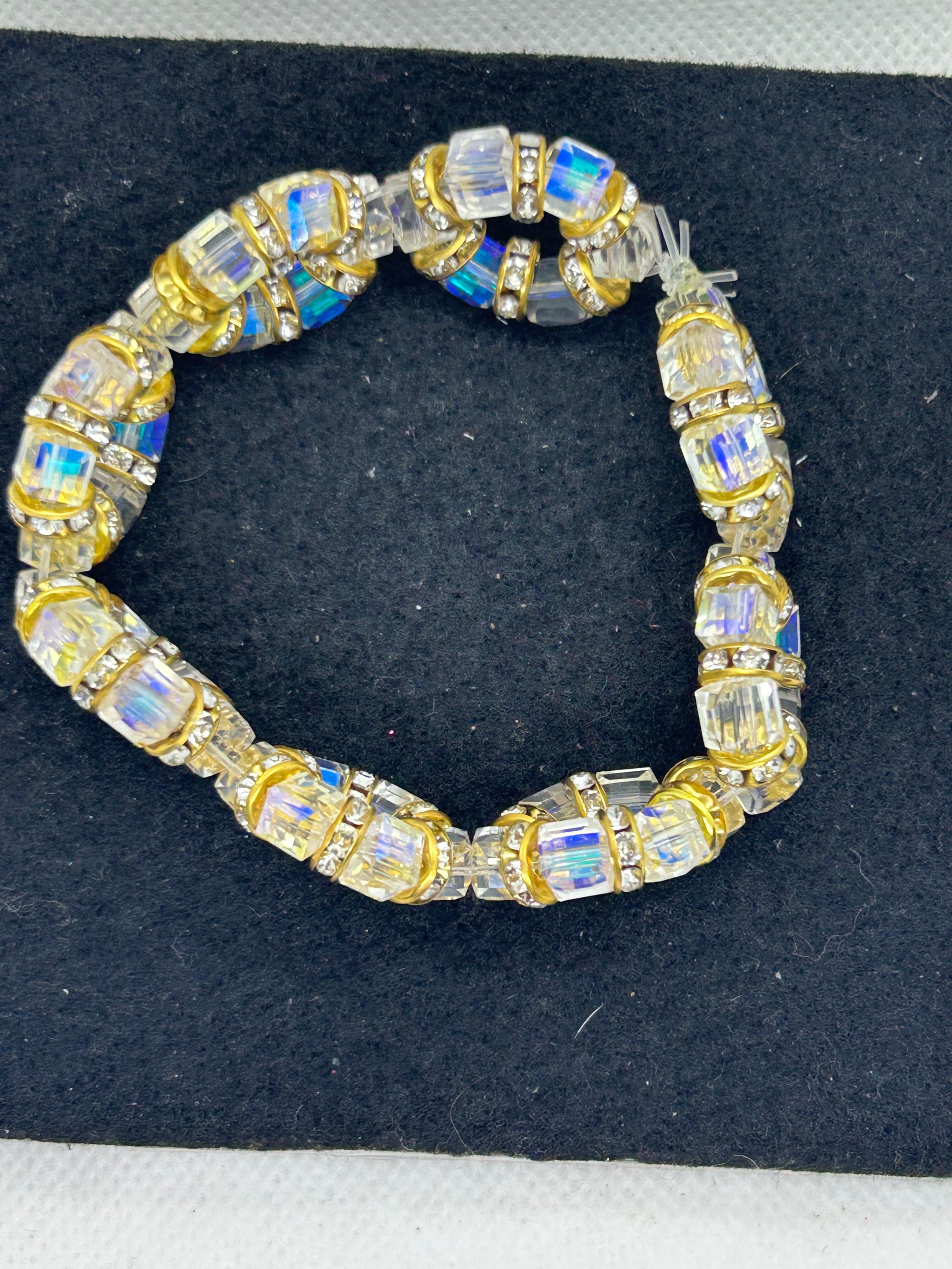 Gold and Glass Beaded Bracelet
