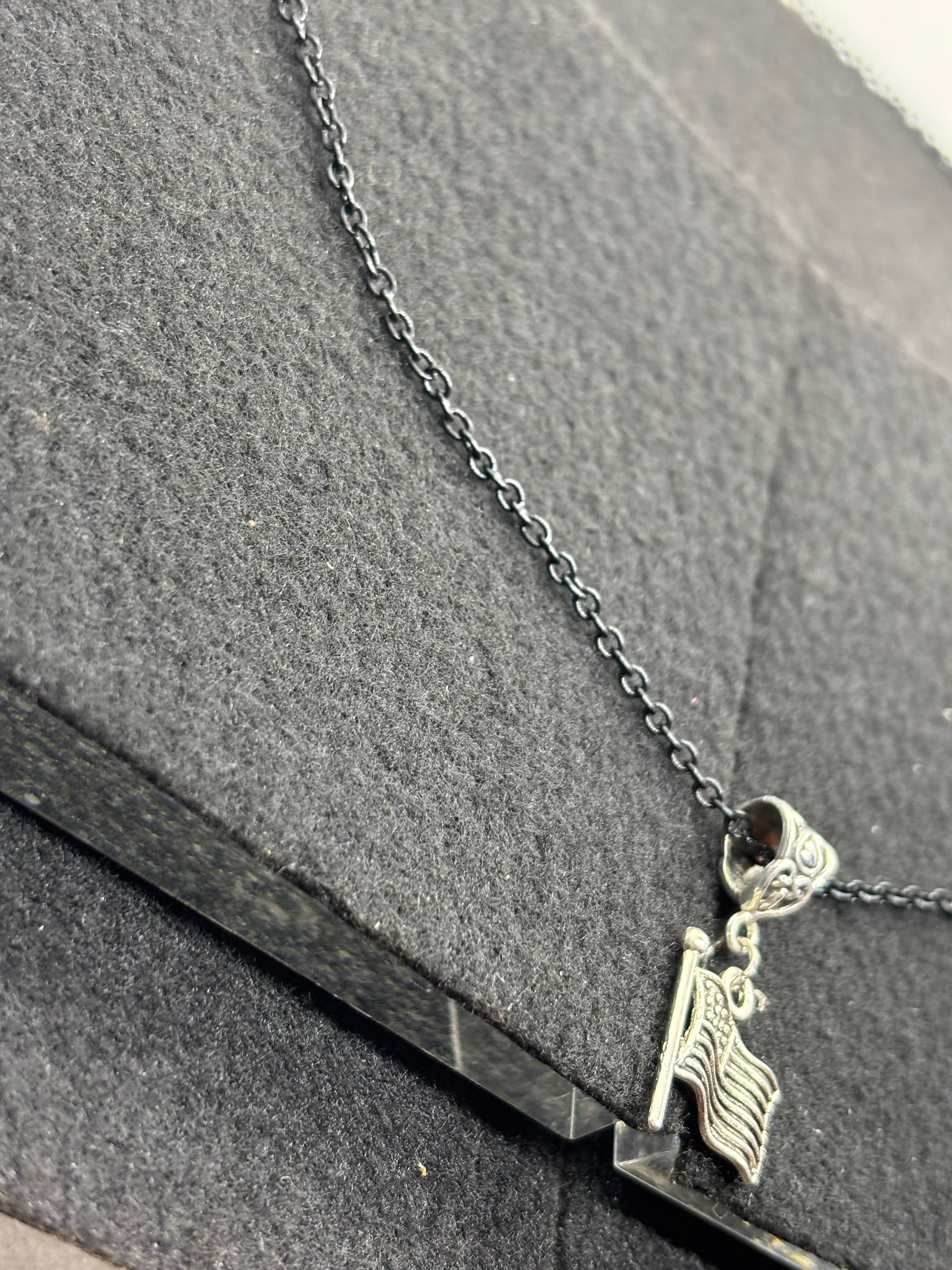 Black Necklace with an American flag Pendant