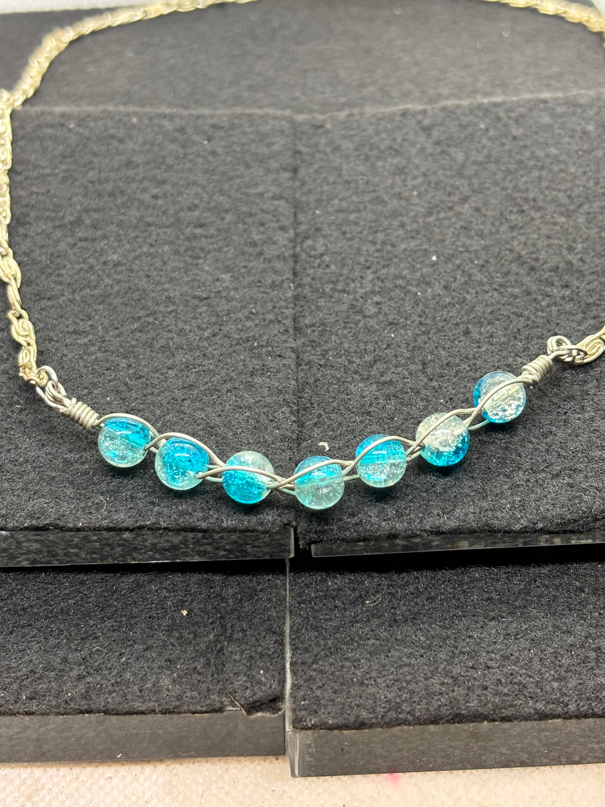 Blue Woven beaded necklace