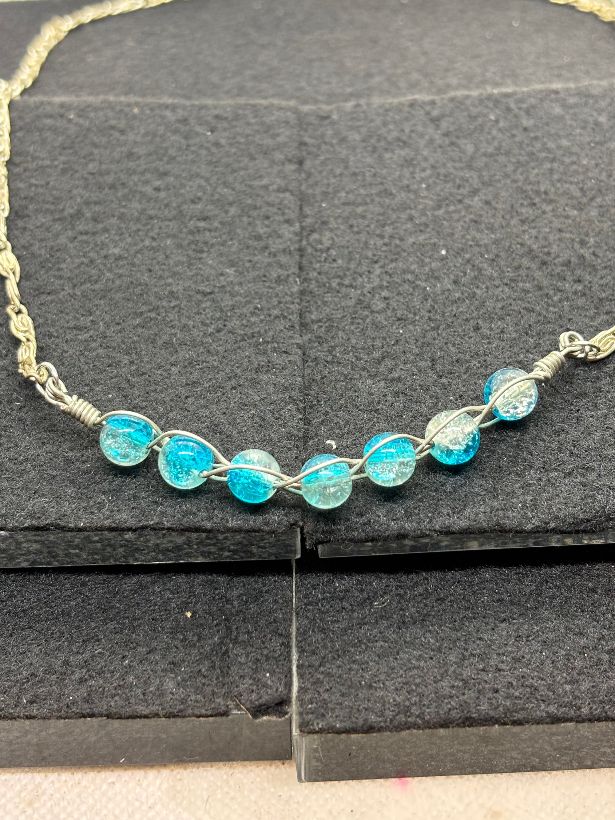 Blue Woven beaded necklace