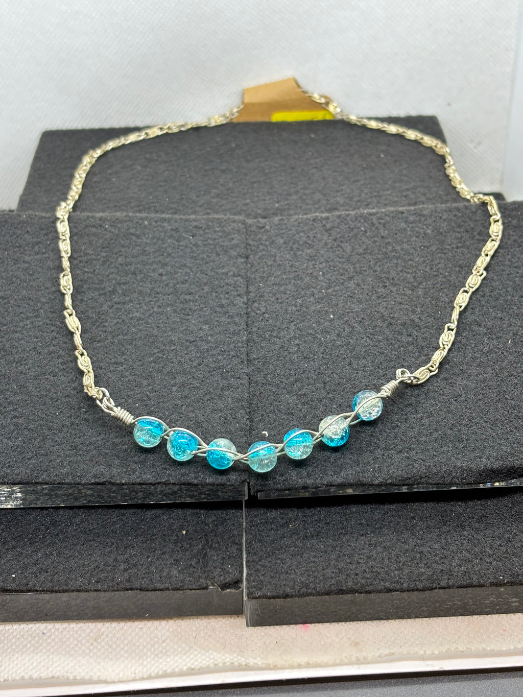 Blue Woven beaded necklace