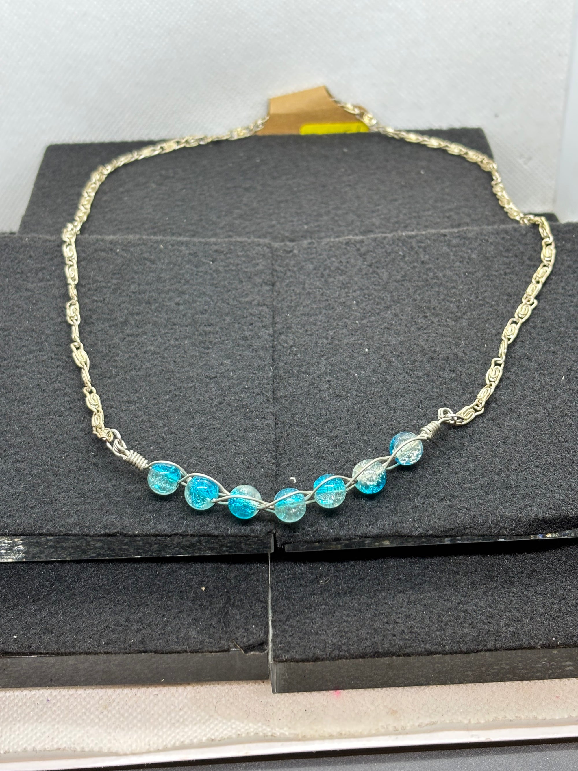 Blue Woven beaded necklace