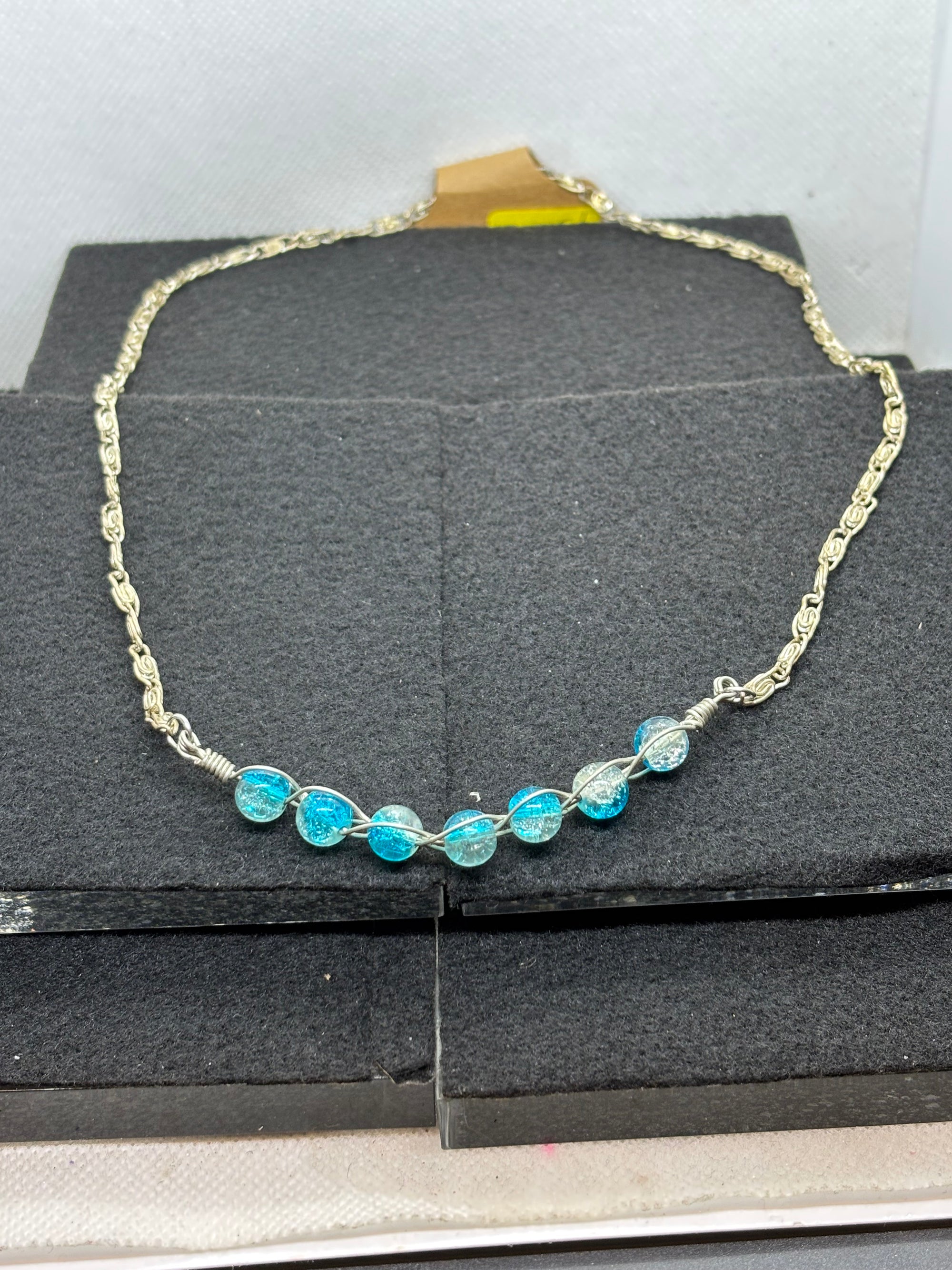 Blue Woven beaded necklace