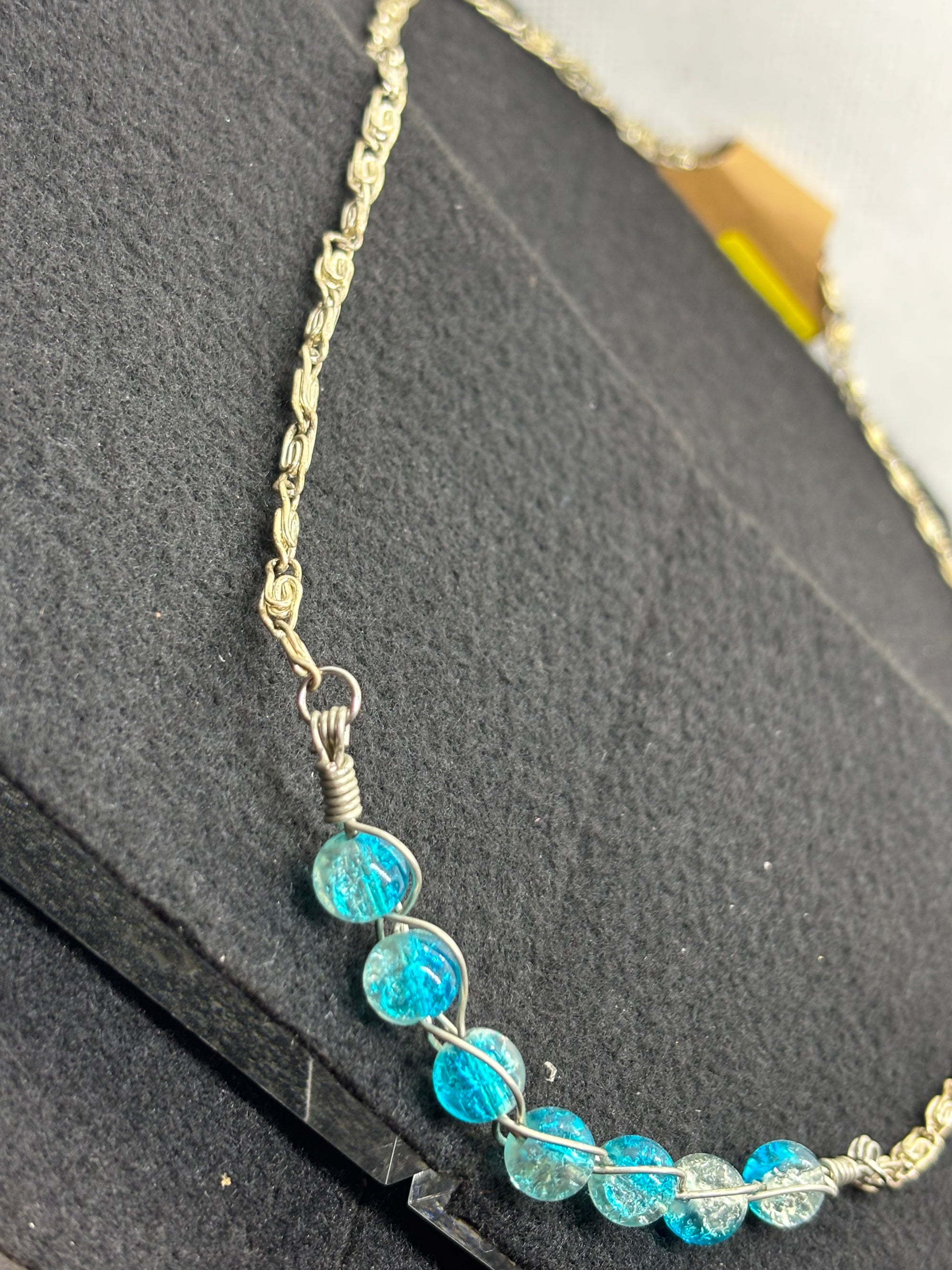 Blue Woven beaded necklace