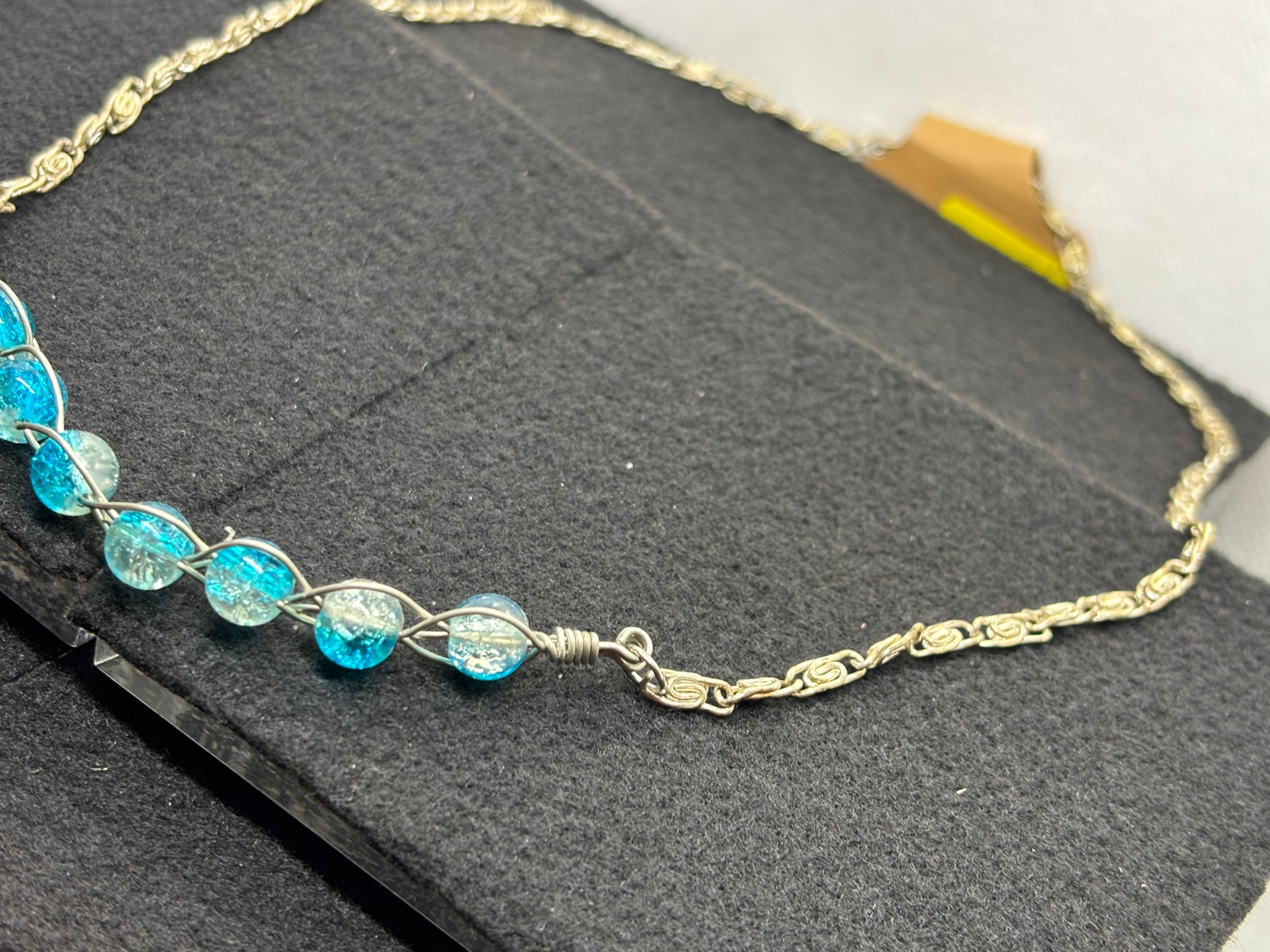 Blue Woven beaded necklace