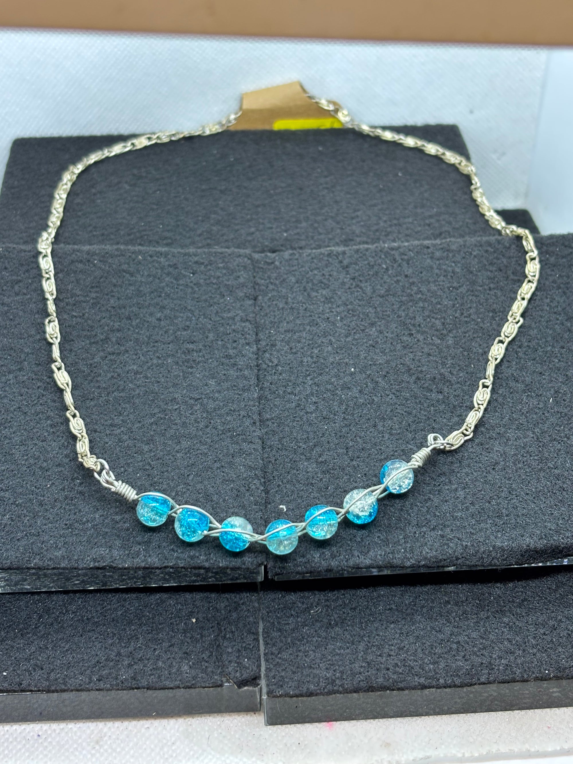 Blue Woven beaded necklace