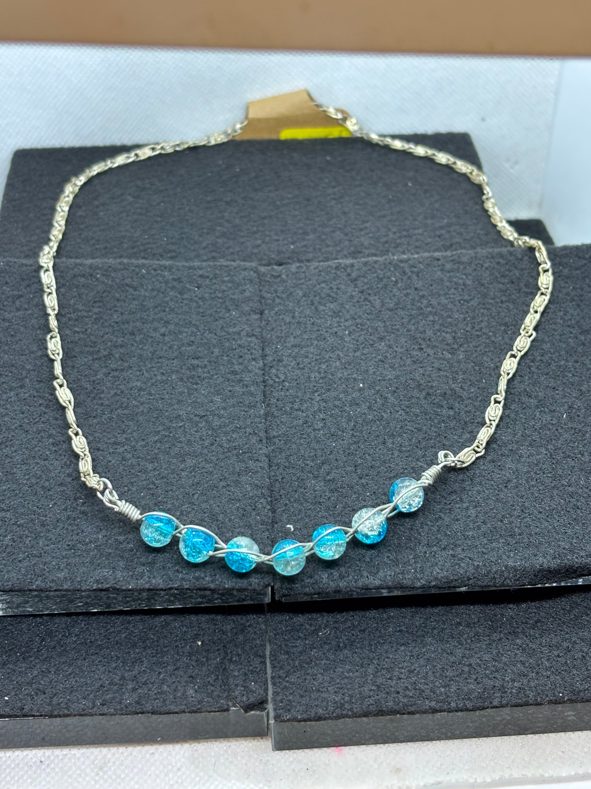 Blue Woven beaded necklace